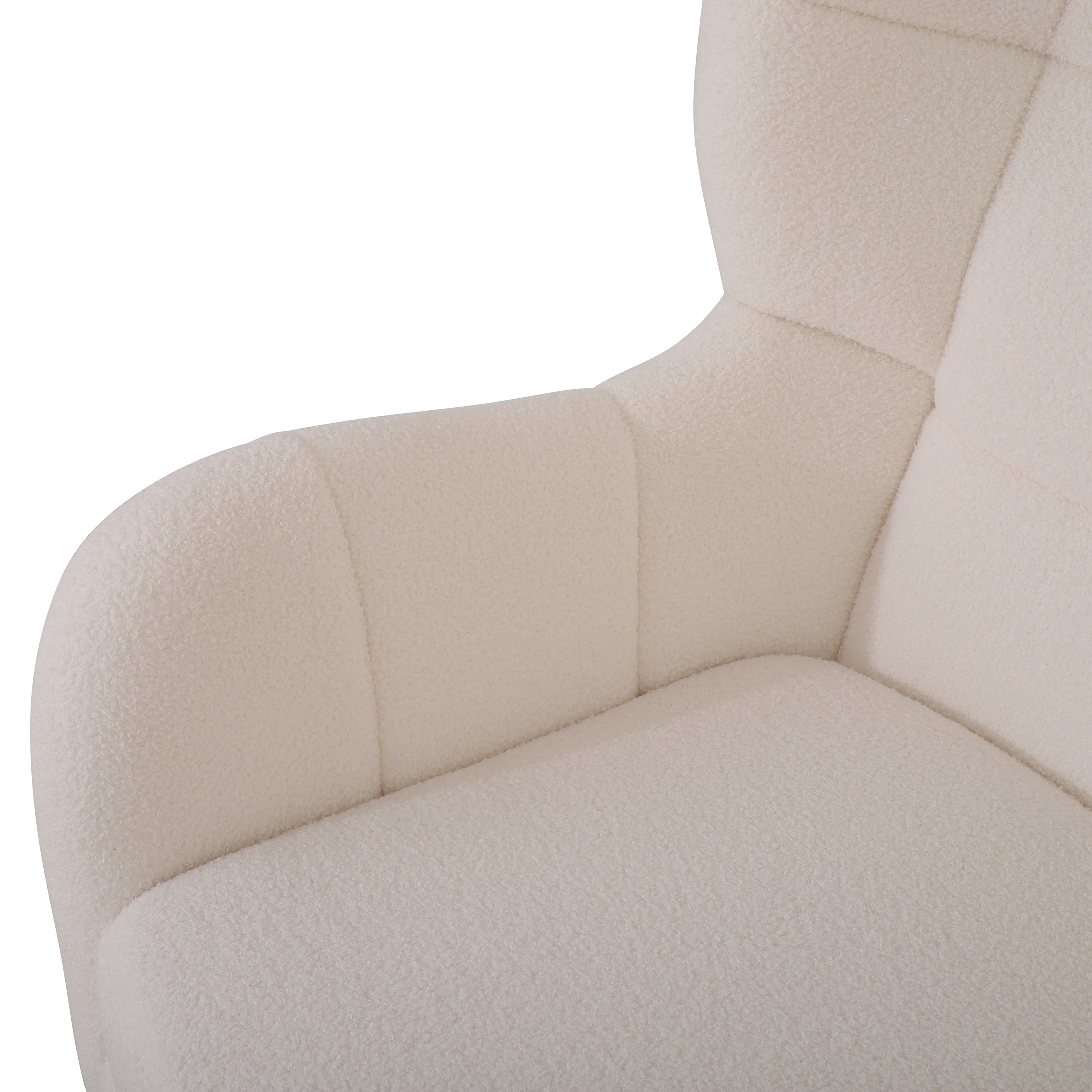 Kanes Modern Retro Upholstered Teddy Wool Accent Chair with Tapered Birch wood Legs, Beige - furnishings