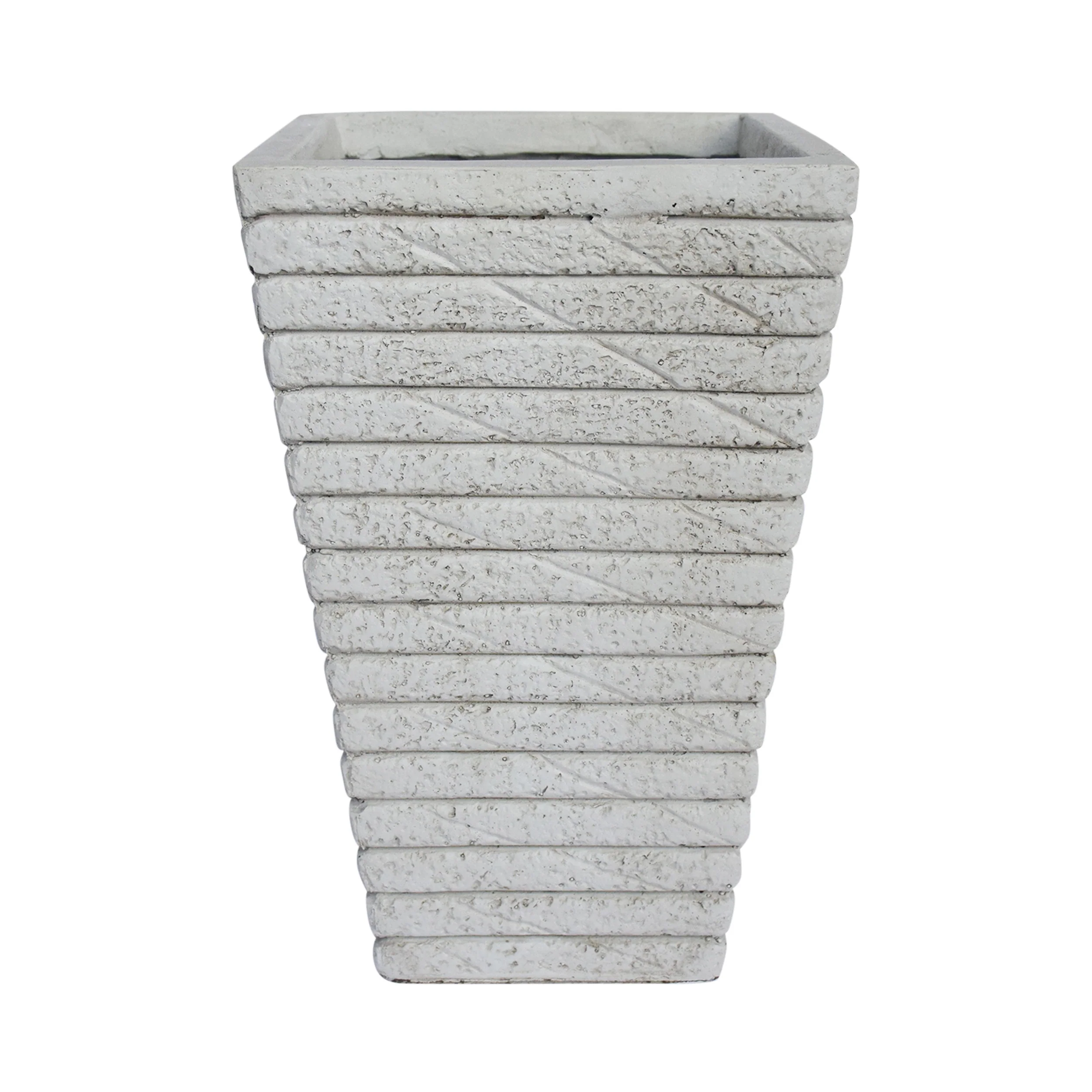Hedy Garden Urn Planter, Square, Tapered, Riveted, Lightweight Concrete - furnishings