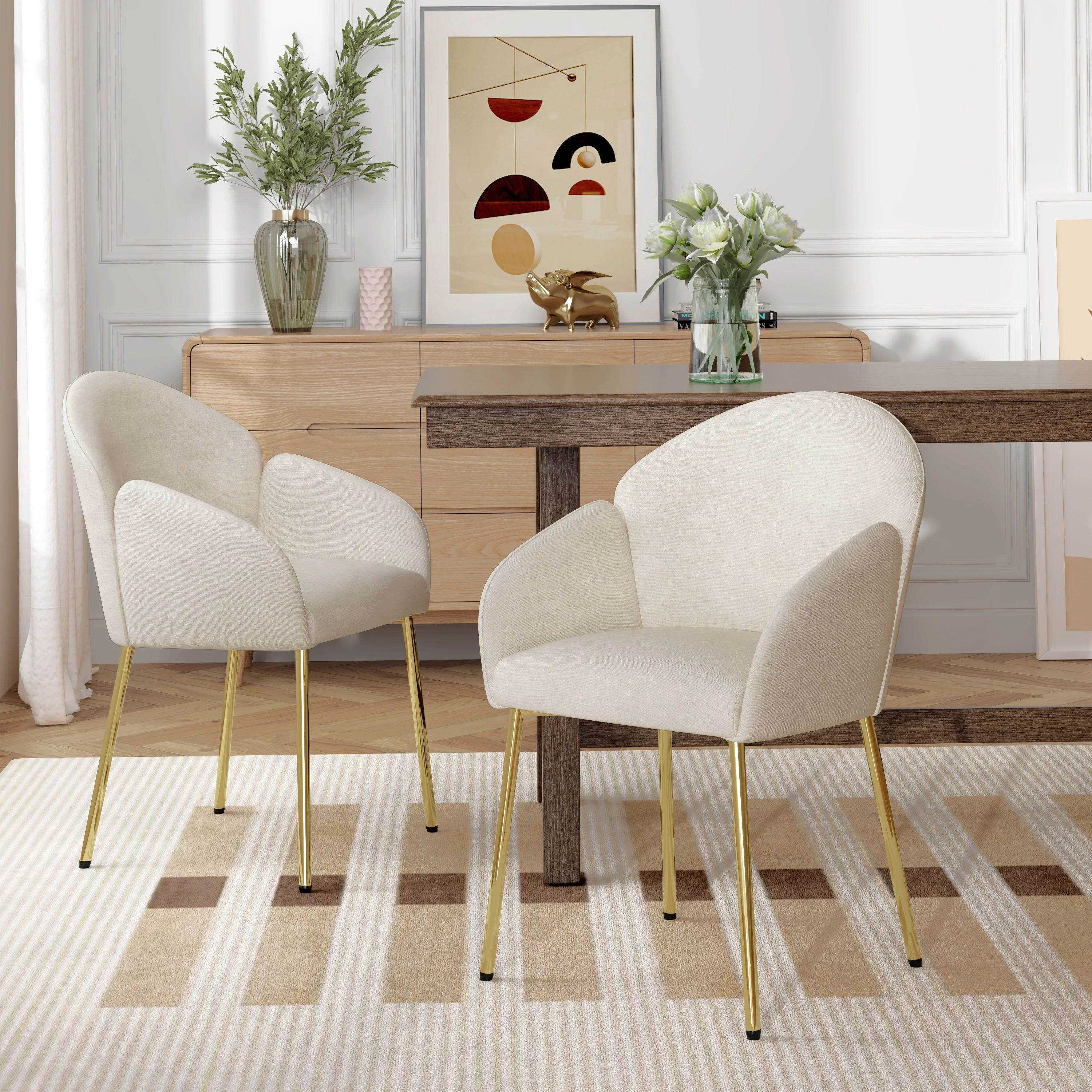 Catherine Polyester Round Back Dining Chair, Set of 2 - furnishings