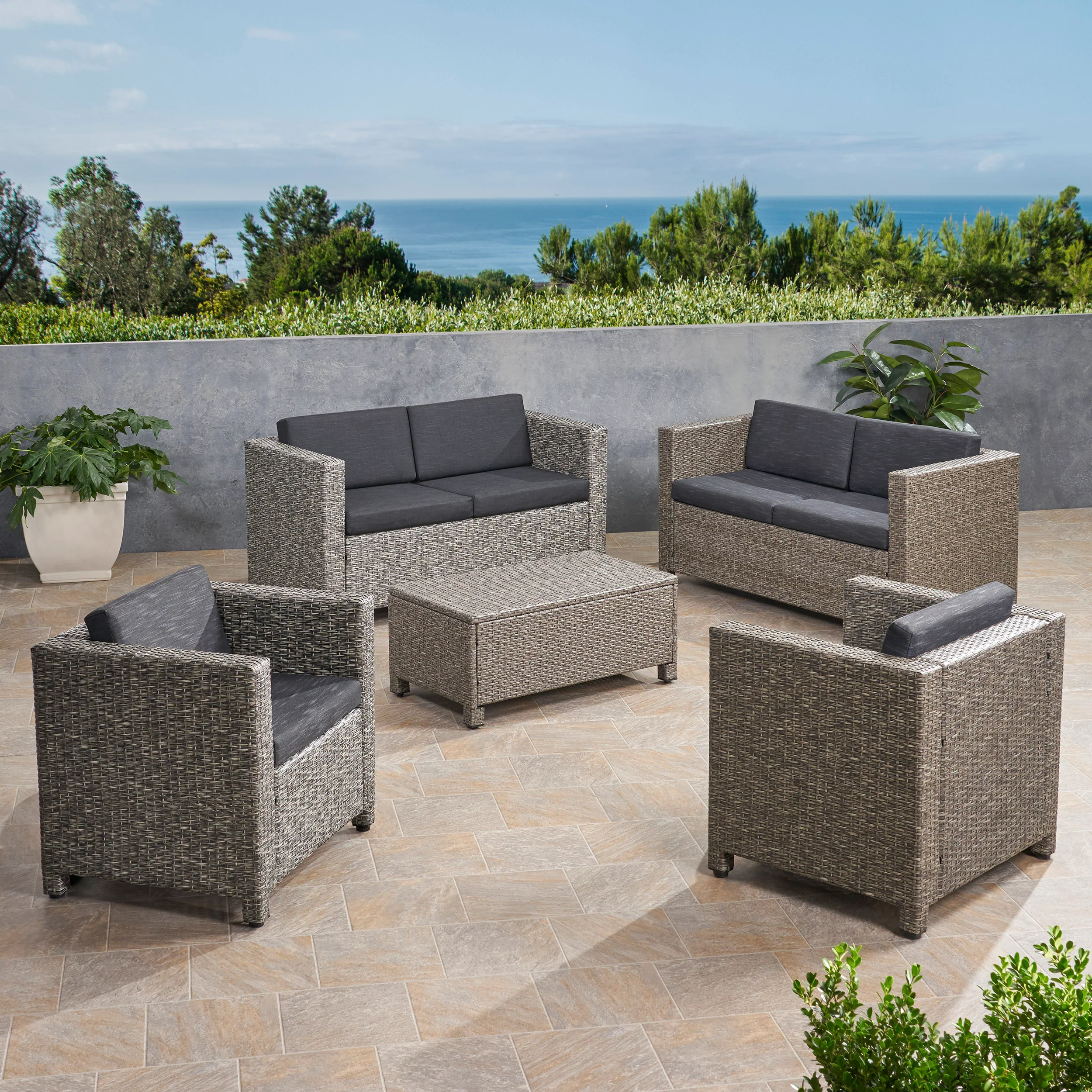 Venice 6-Seater Outdoor Sofa Set with Coffee Table - furnishings