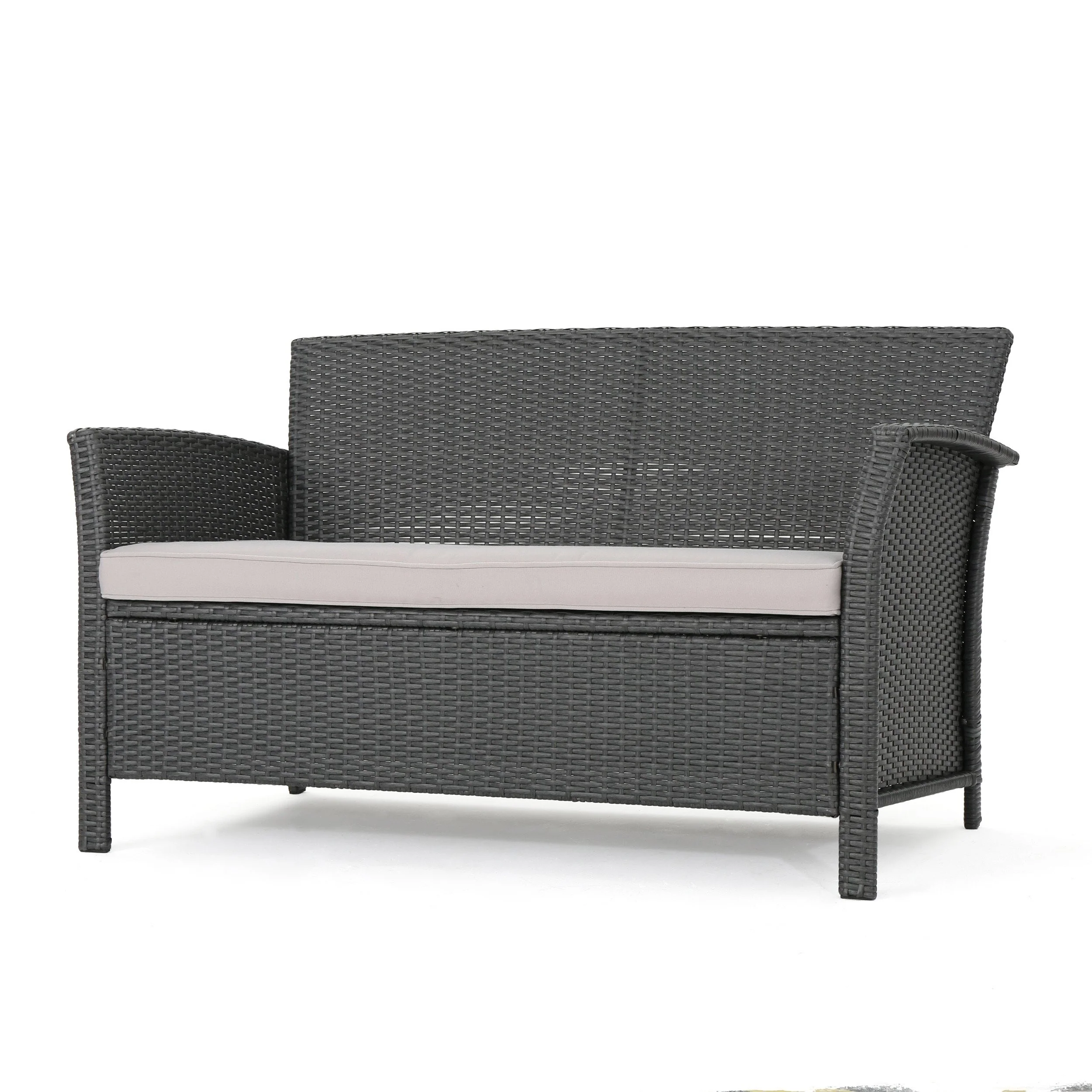 Lorien Outdoor 4 Piece Wicker Chat Set w/ Water Resistant Cushions - furnishings