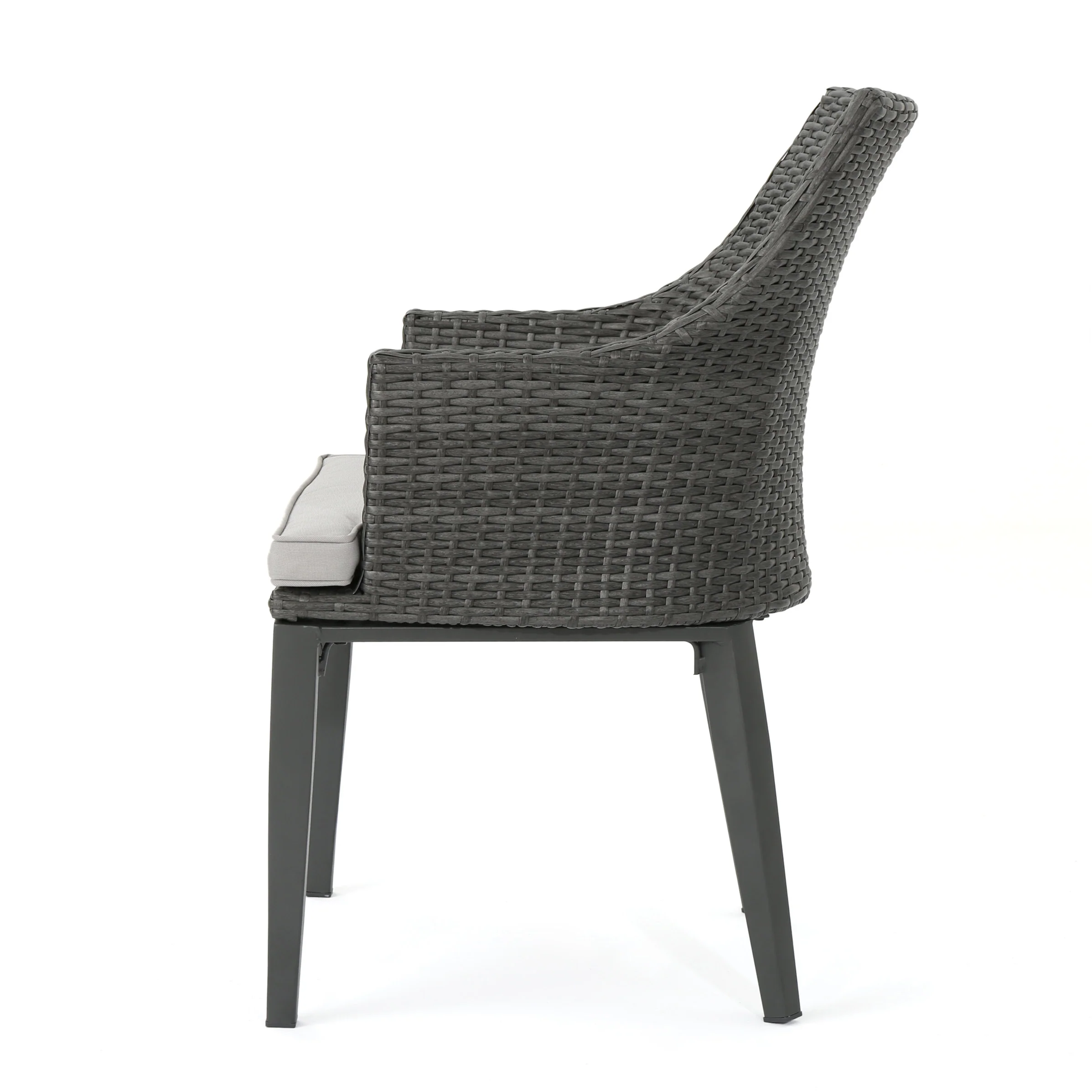 Lenny Outdoor 7 Piece Gray Wicker Dining Set with Water Resistant Cushions - furnishings