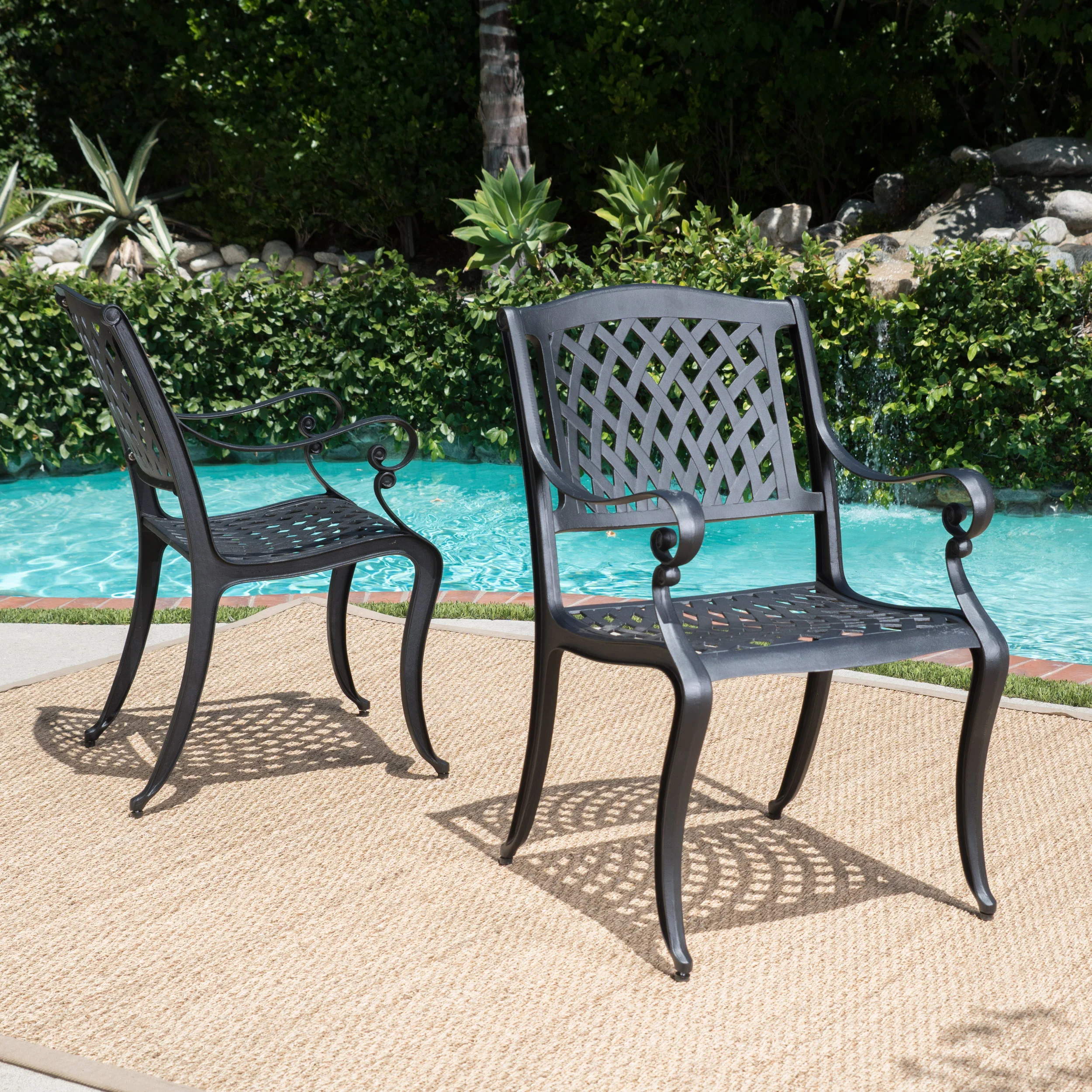 Clarisse Outdoor 5 Piece Hammered Bronze Finished Aluminum Dining Set with Expandable Table - furnishings