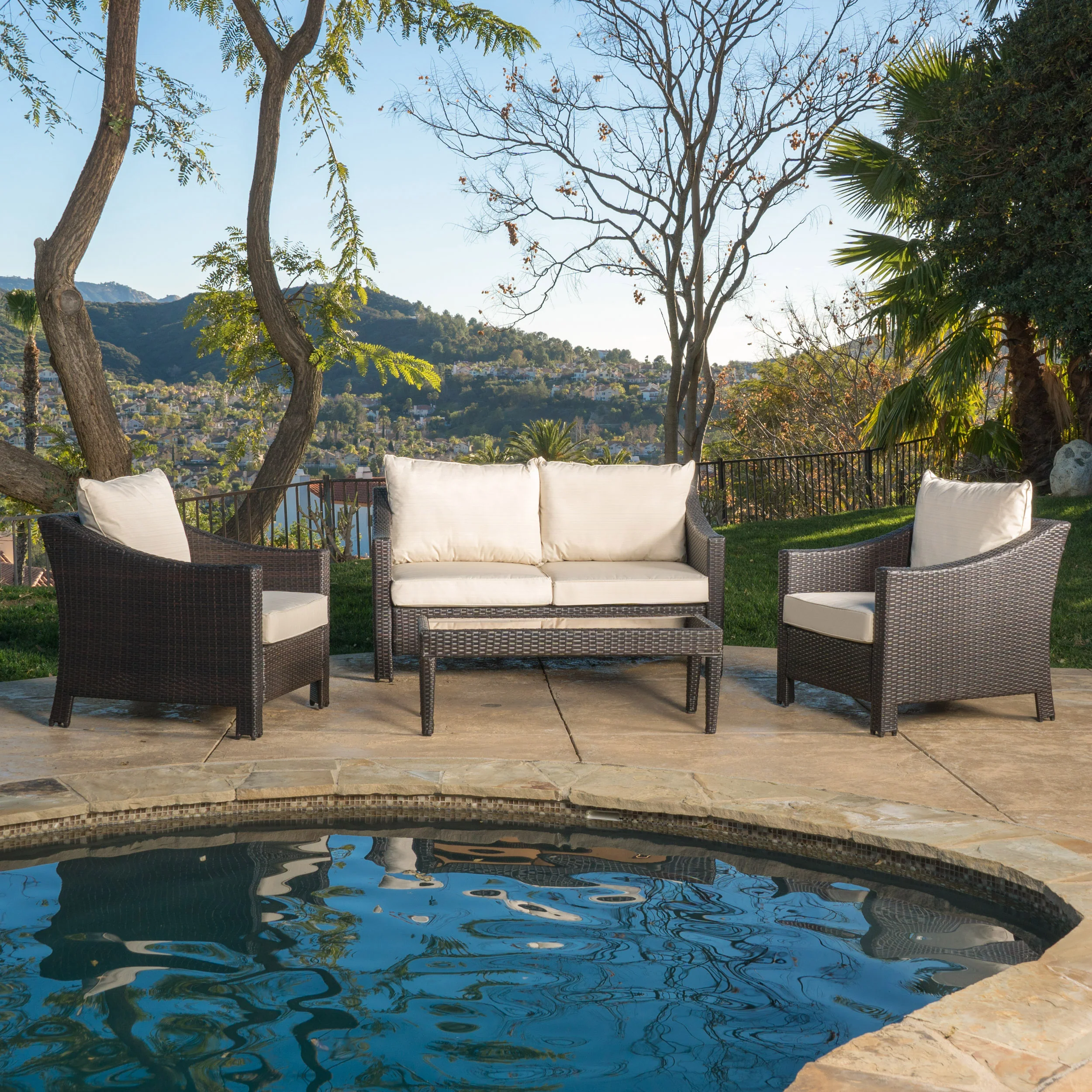 Caspian 4pc Outdoor Wicker Sofa Set - furnishings