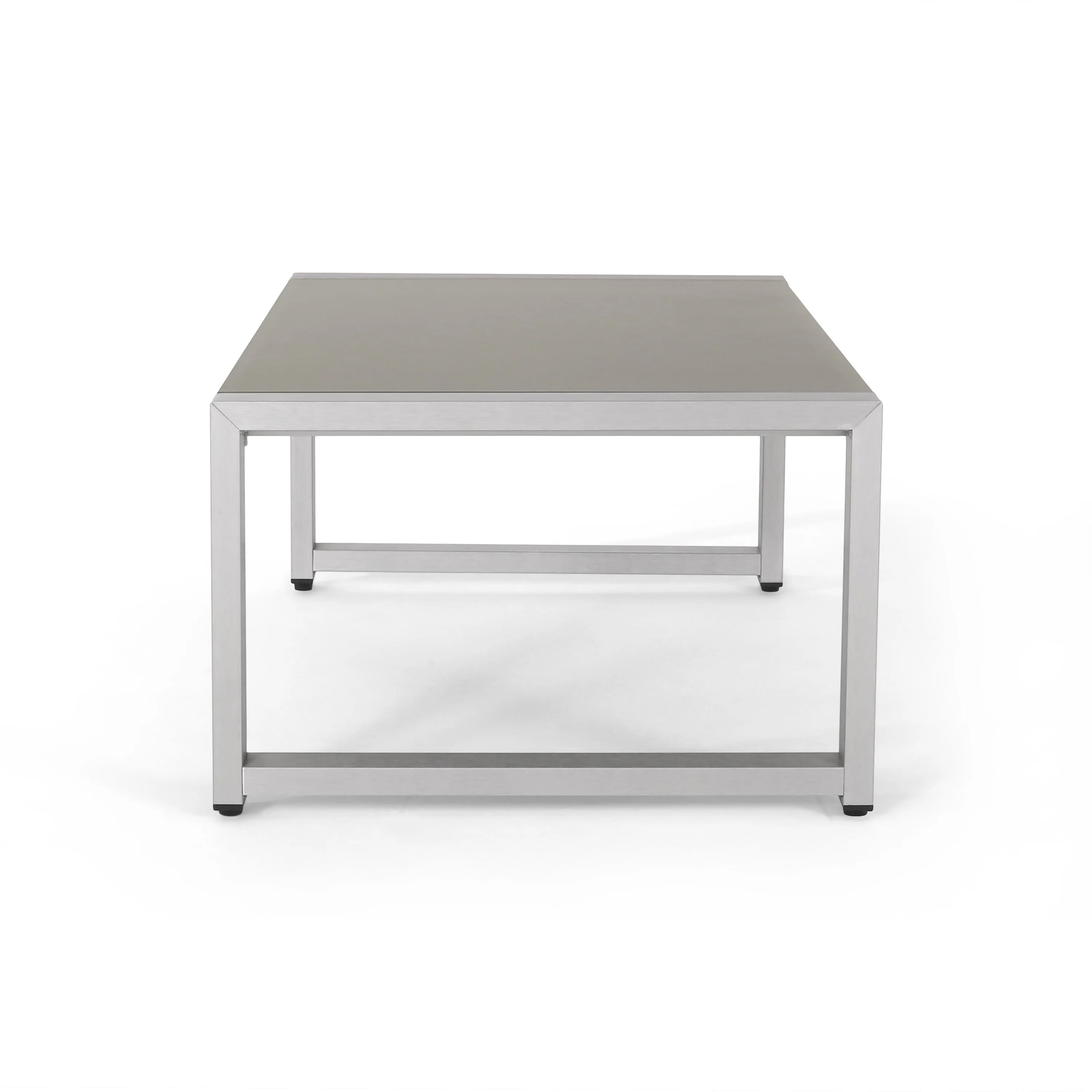 Noah Outdoor 4 Piece Silver Rust-Proof Aluminum Chat Set with Gray Water Resistant Cushions - furnishings