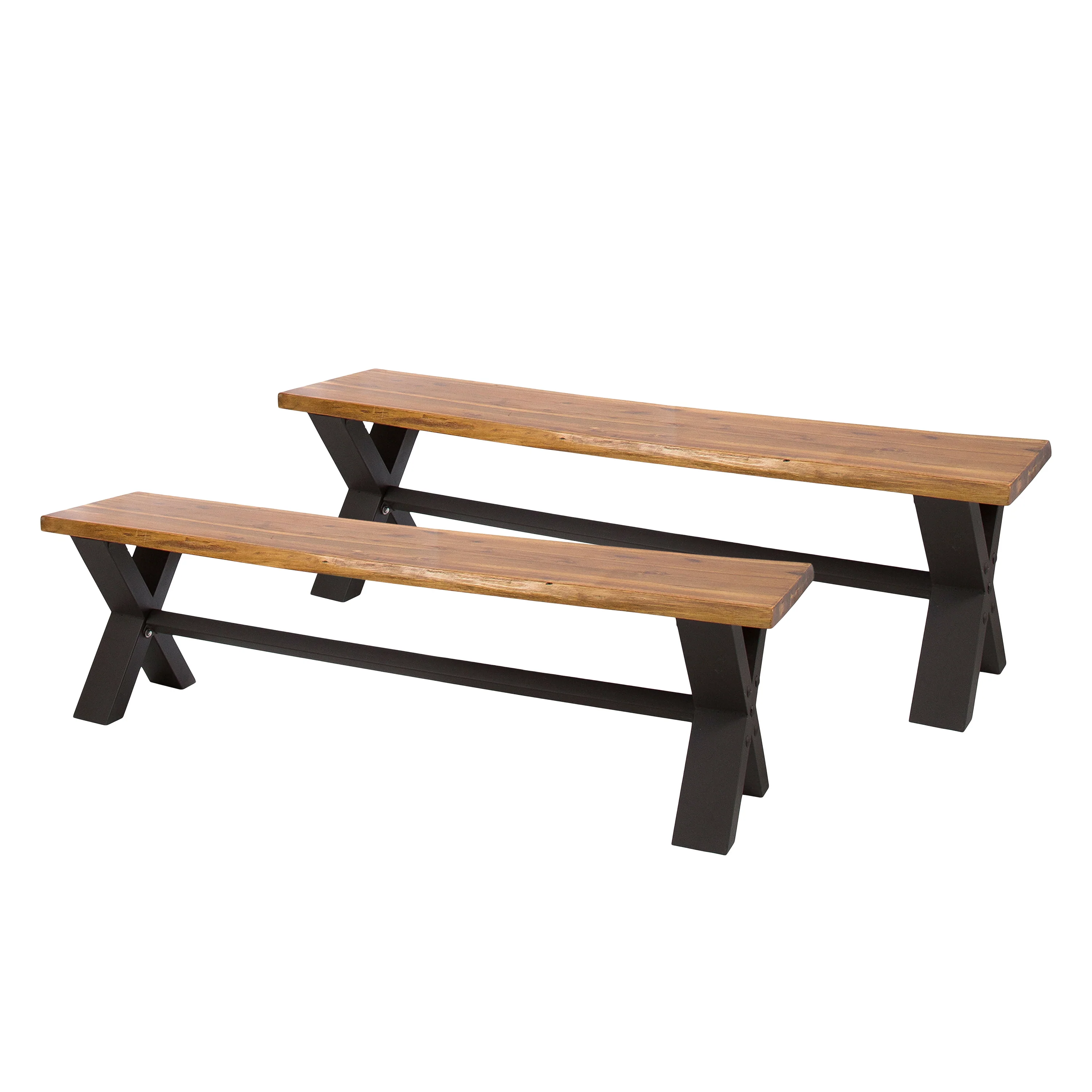 Sanil Outdoor Acacia Wood and Iron Dining Bench - furnishings