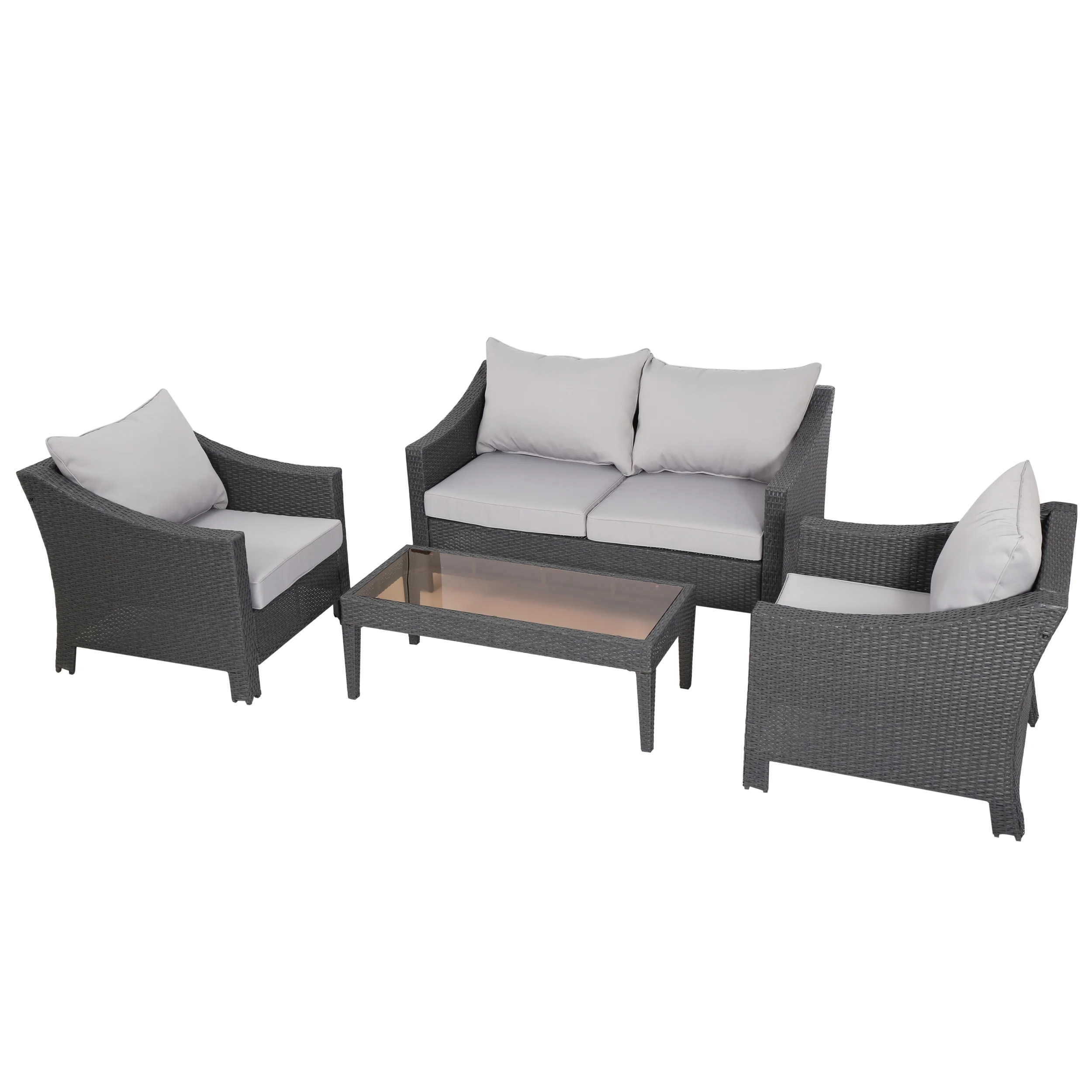 Caspian 4pc Outdoor Wicker Sofa Set - furnishings