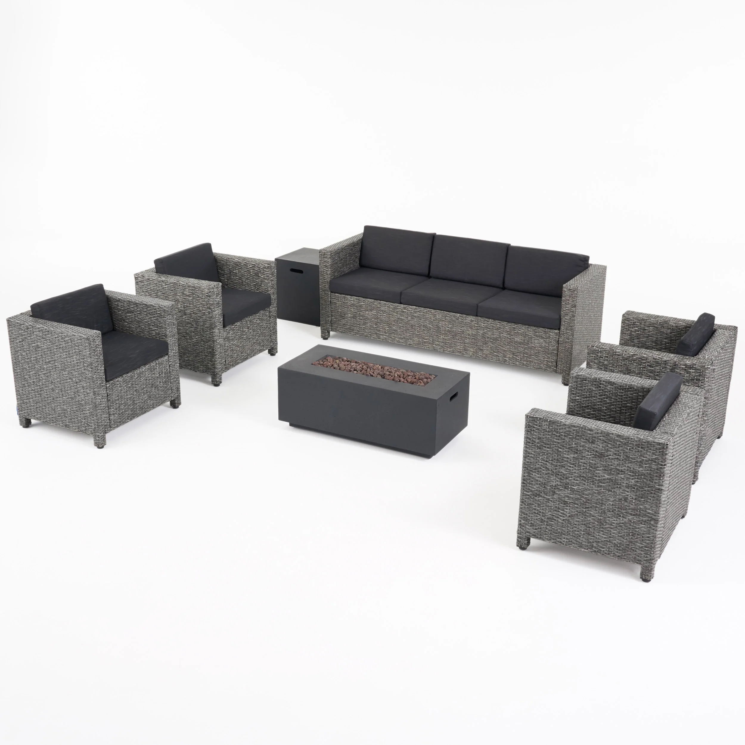 Venice 7-Seater Outdoor Fire Pit Sofa Set - furnishings