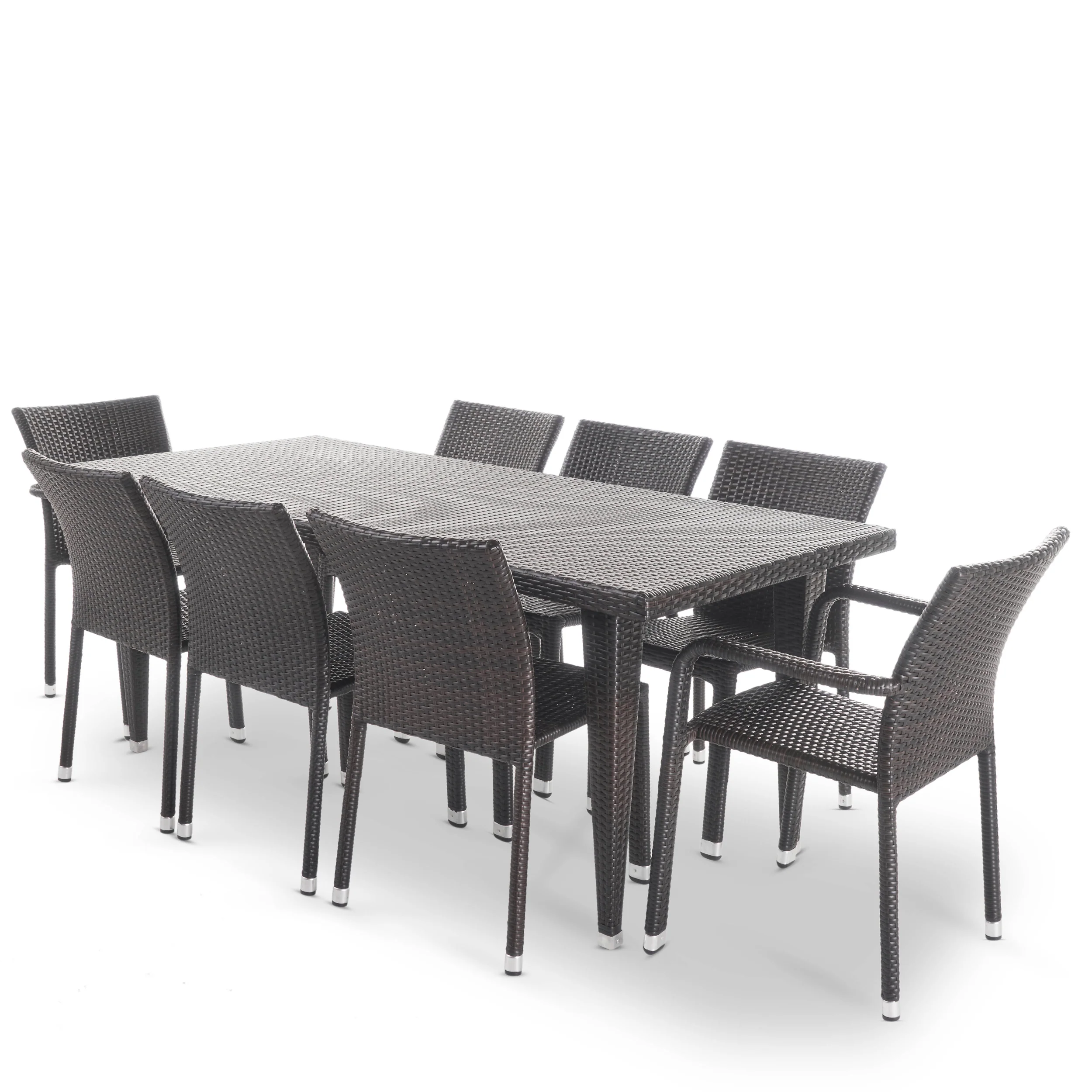 Bangladesh Outdoor 9 Piece Wicker Dining Set with Armed and Armless Dining Chairs - furnishings