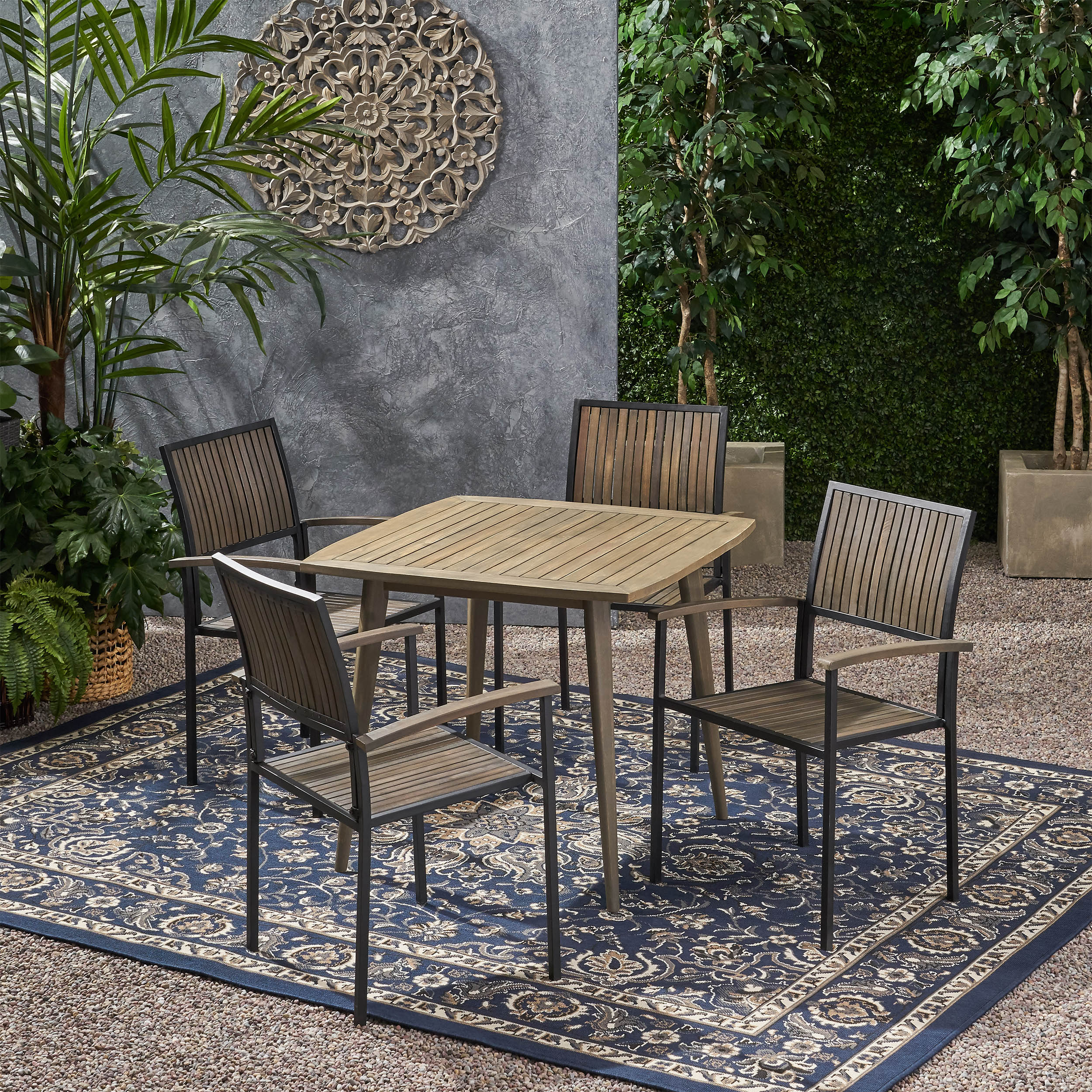 Tabitha Outdoor 4 Seater Acacia Wood Square Dining Set - furnishings