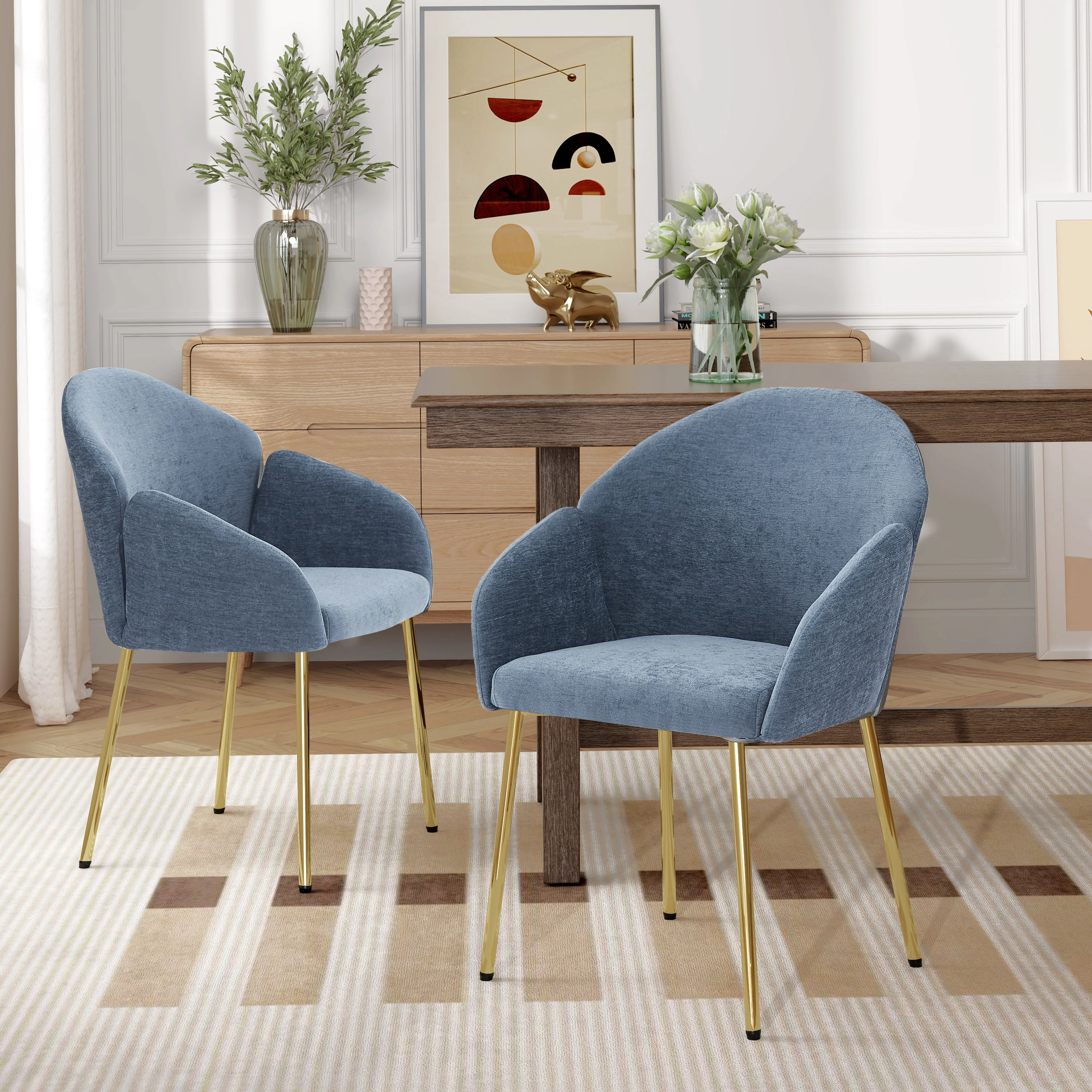 Catherine Polyester Round Back Dining Chair, Set of 2 - furnishings