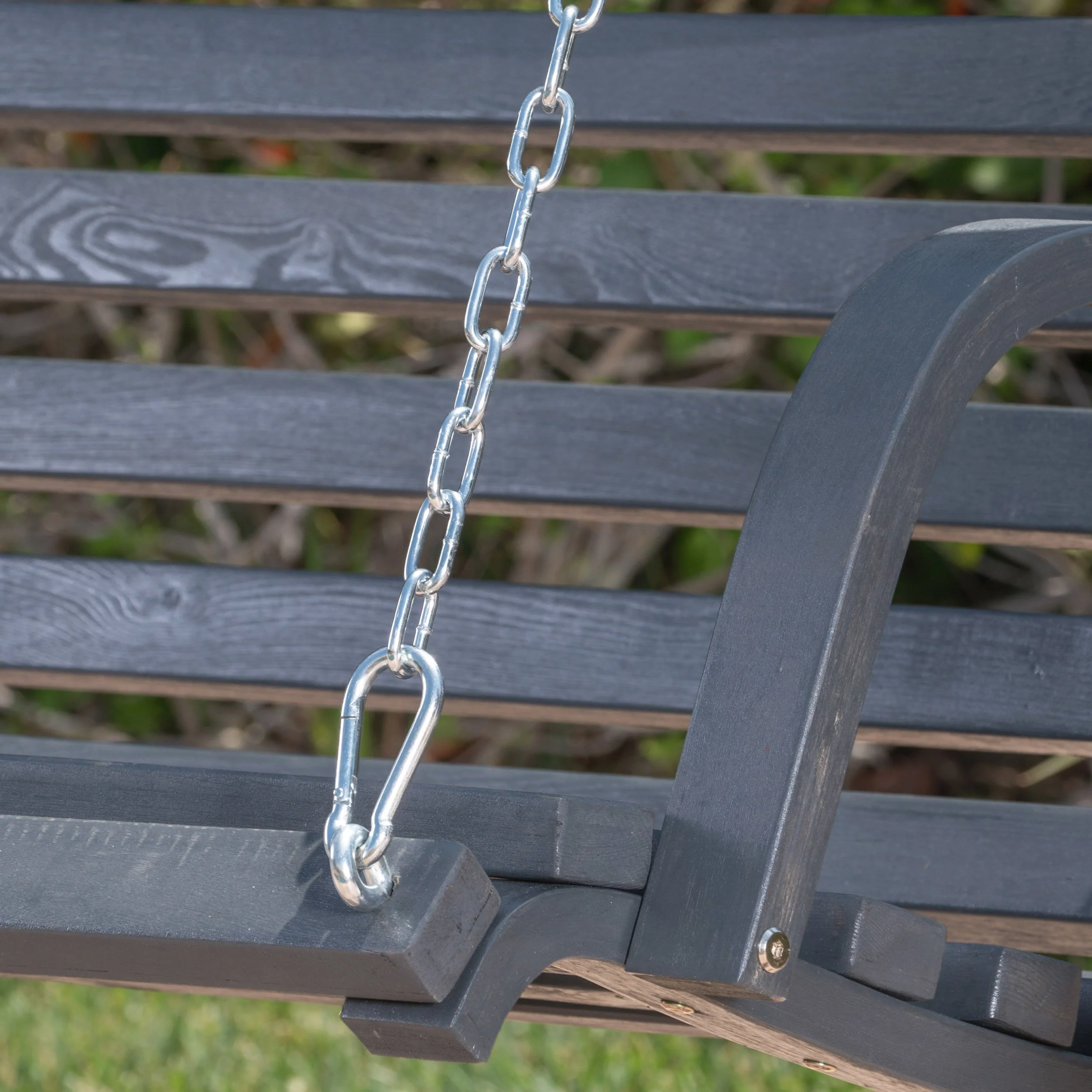 Tyrell Outdoor Grey Finished Larch Wood Swinging Loveseat - furnishings