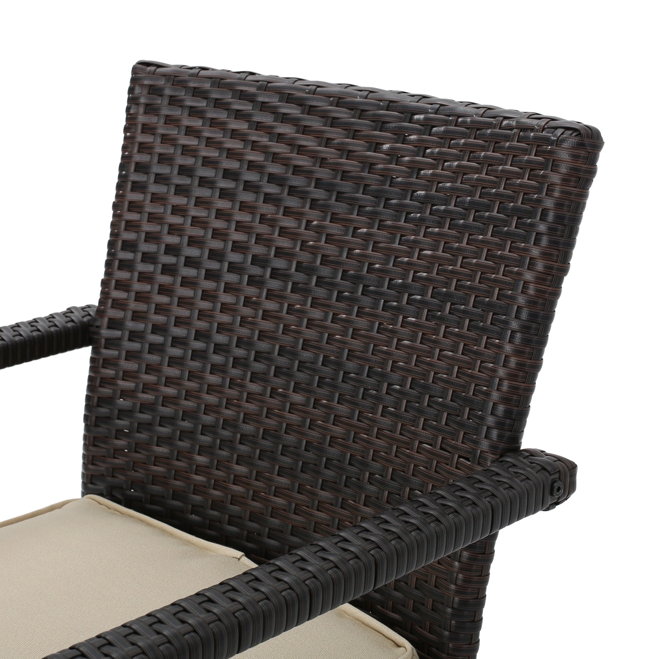 Tahiti Outdoor 4 Piece Multi-brown Wicker Chat Set with Dark Cream Water Resistant Fabric Cushions - furnishings