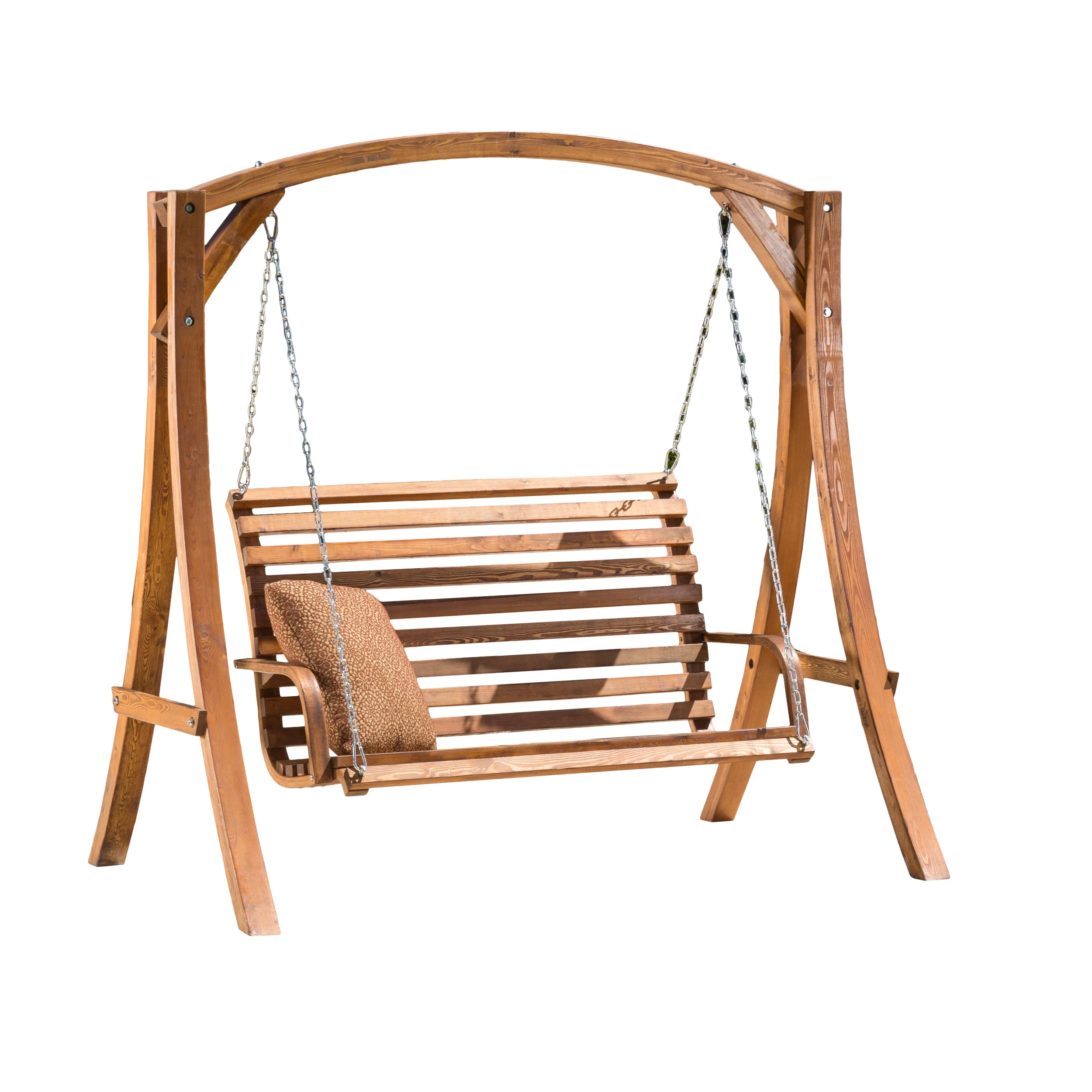 Marlette Outdoor Wood Swinging Bench and Base - furnishings