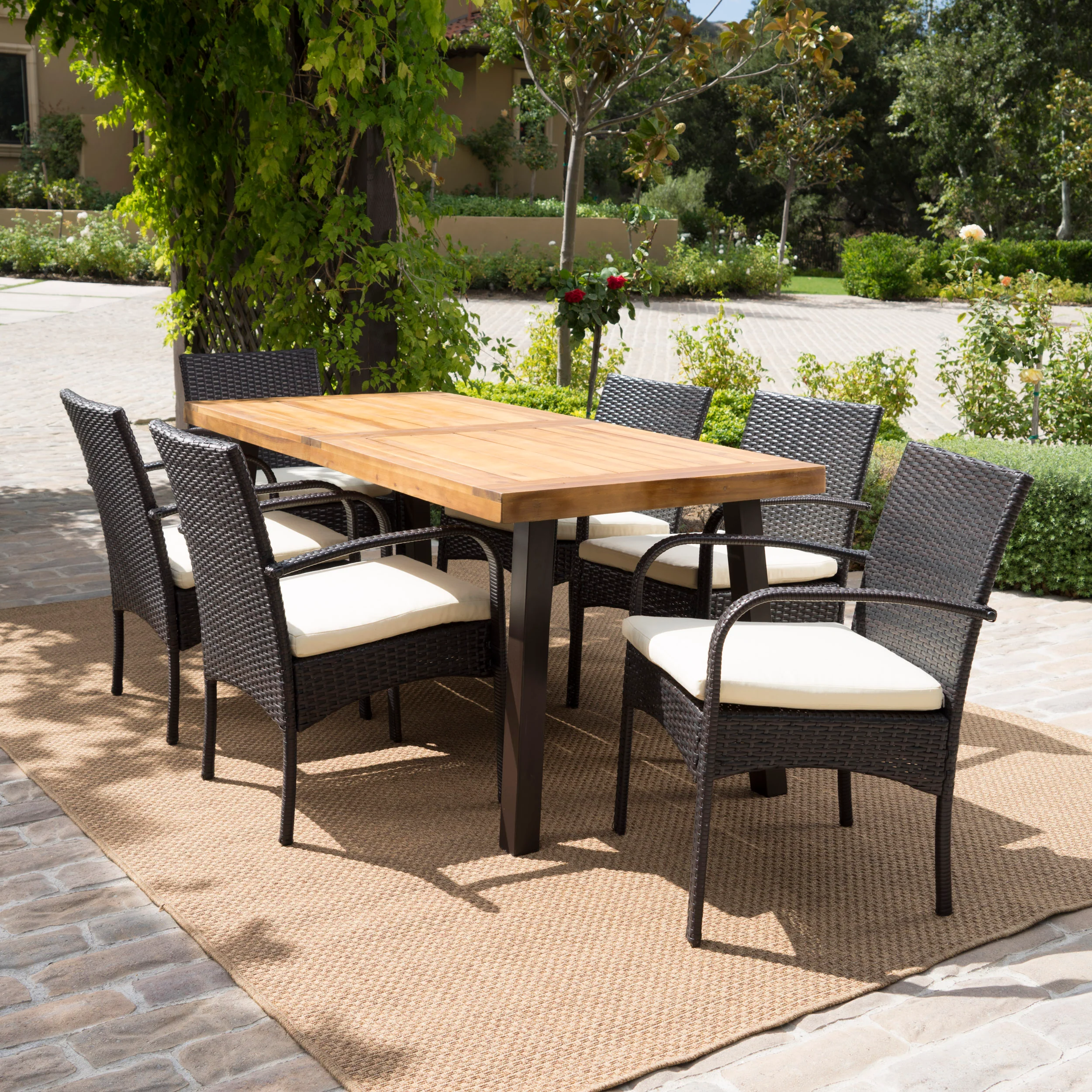 Sebastian Wicker and Wood 7 Pc. Dining Set - furnishings