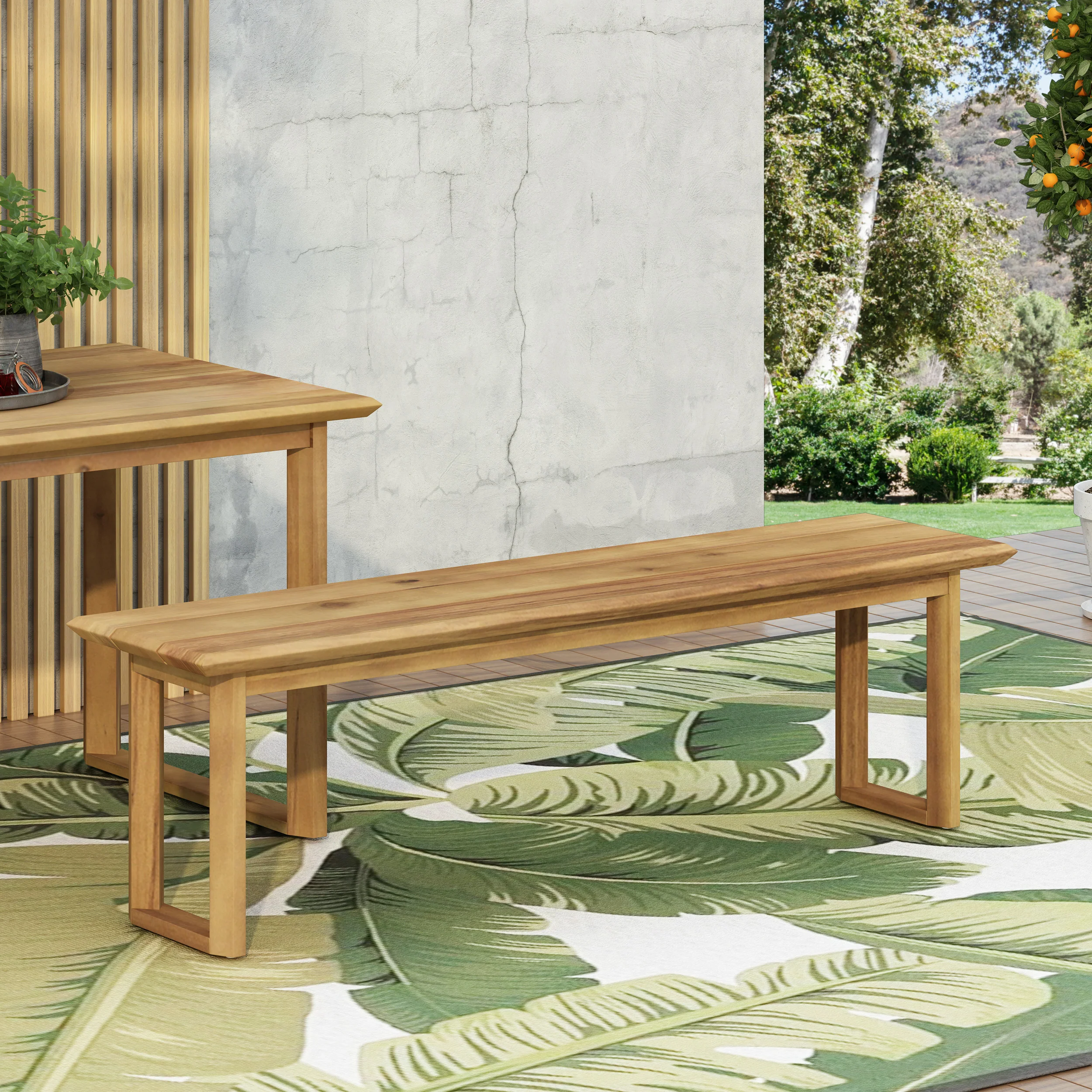 Conifer Outdoor Acacia Wood Dining Bench - furnishings