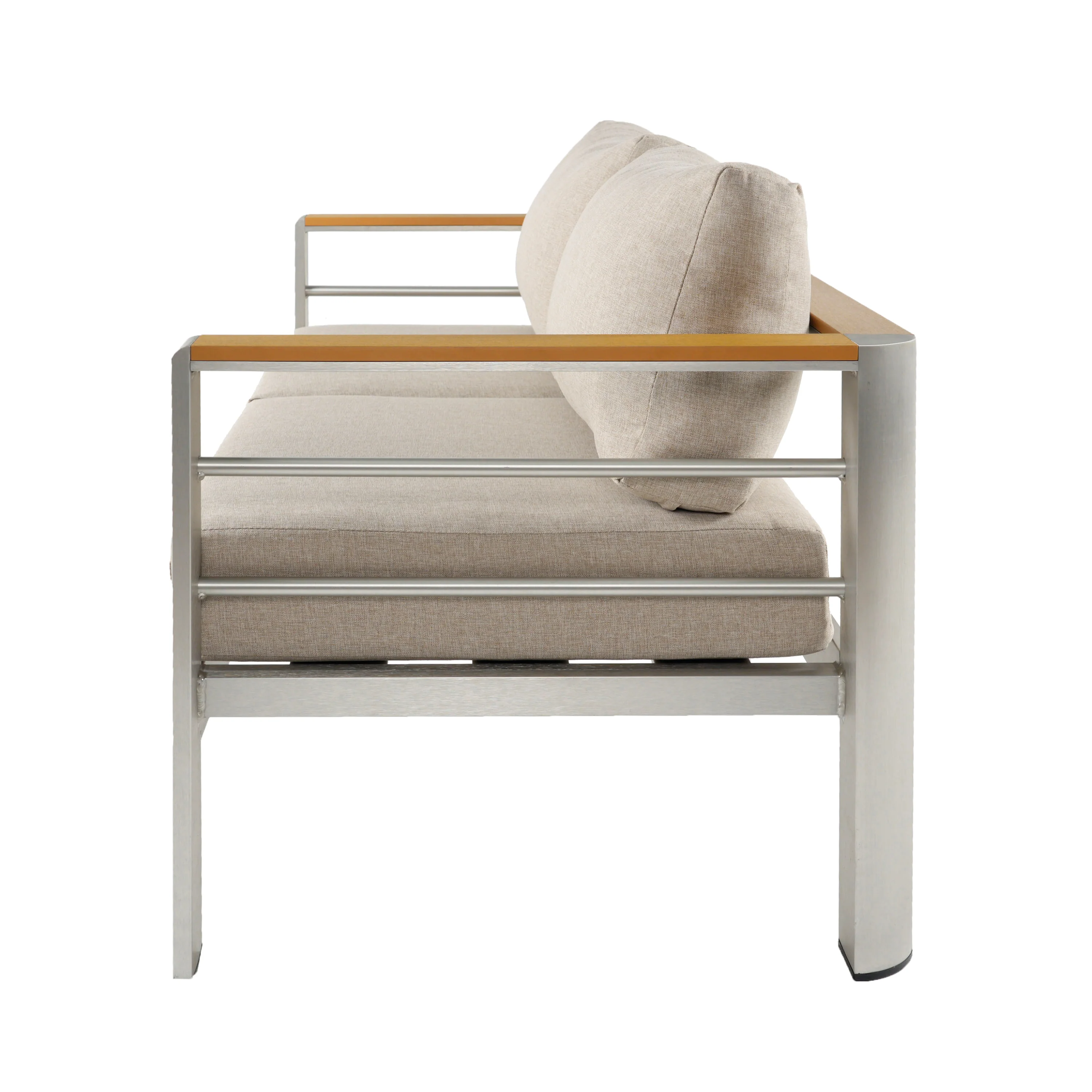 Amias Aluminum Outdoor Patio Loveseat with Beige Cushions - furnishings