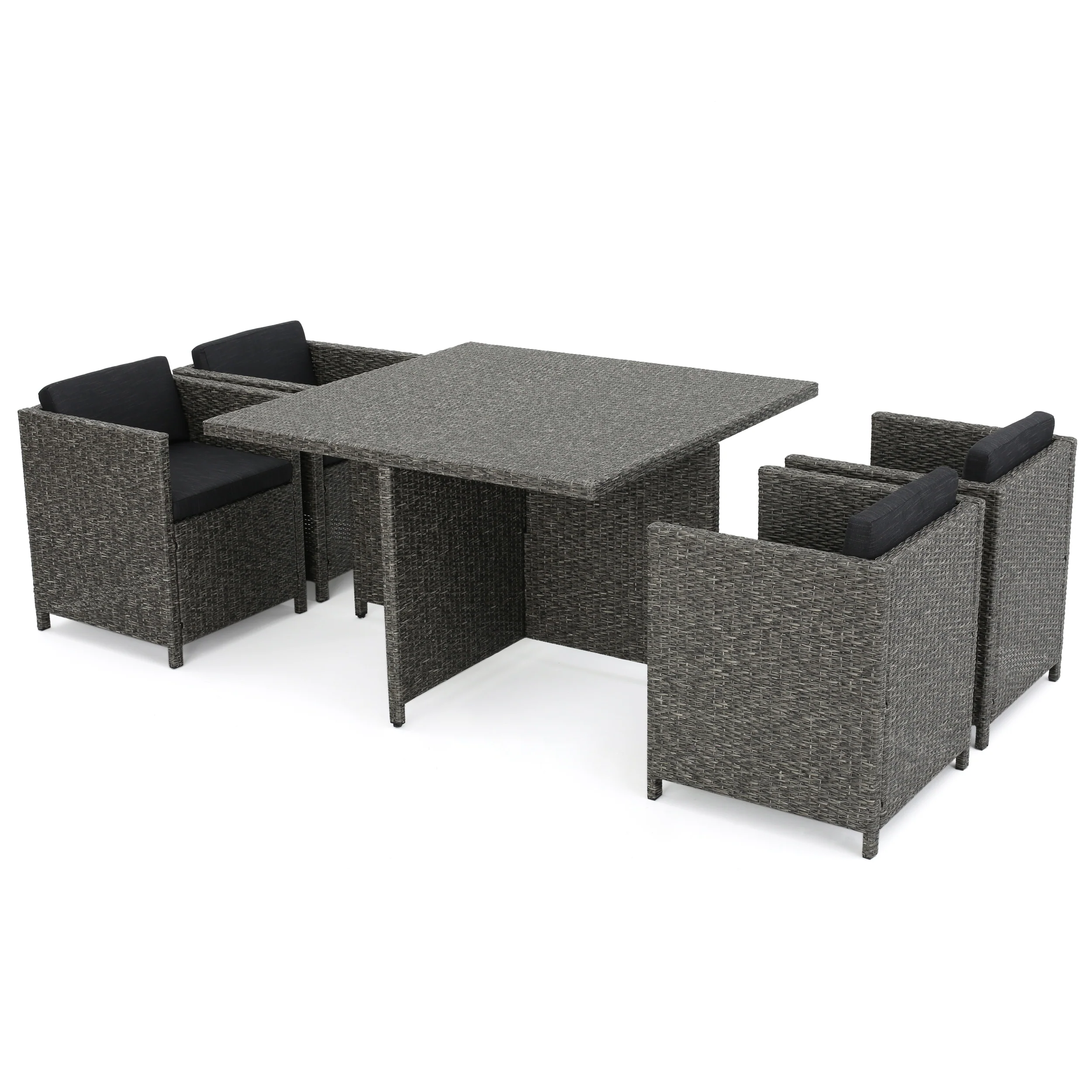 Calella 5-Piece Outdoor Dark Grey Wicker Dining Set - furnishings