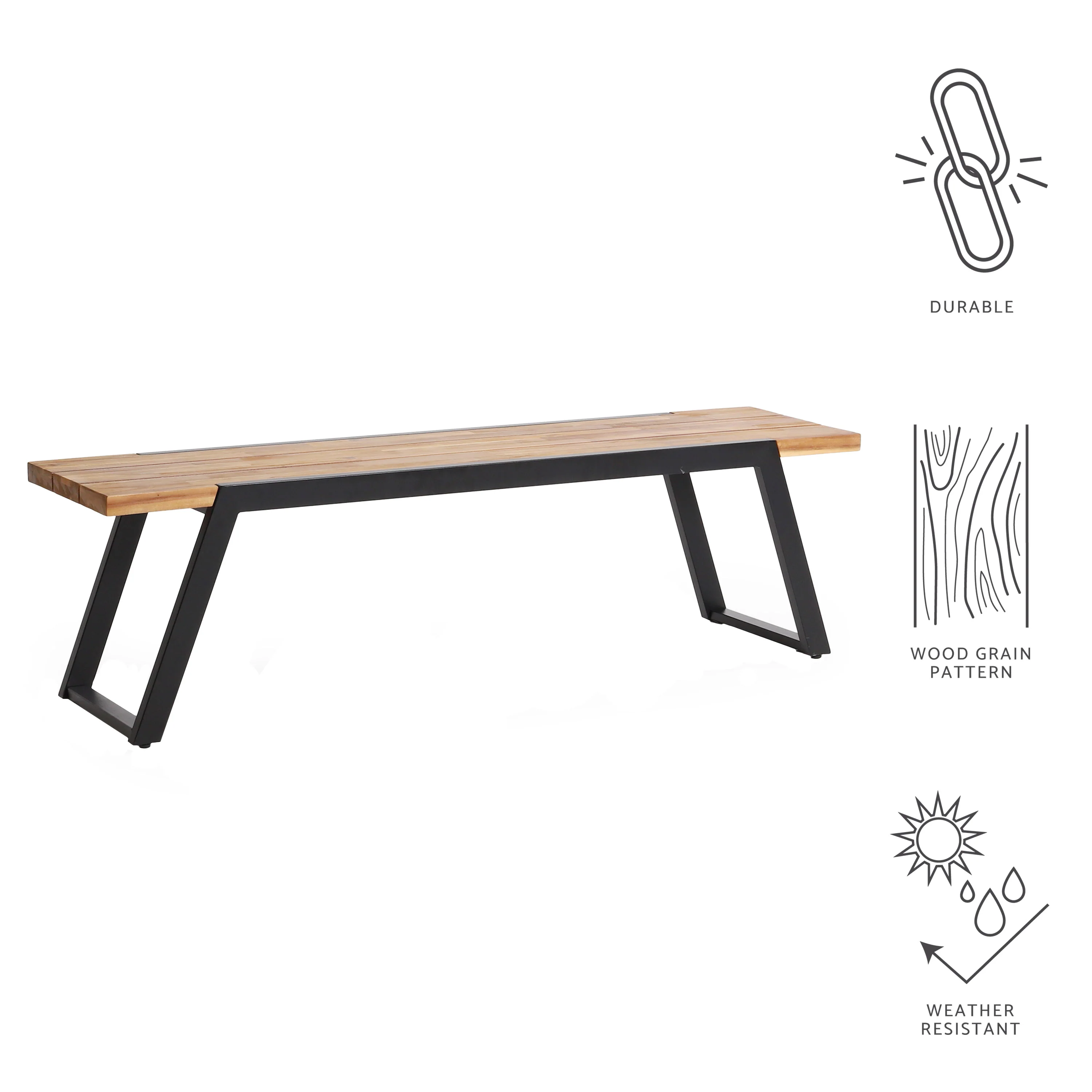 Gebo Outdoor Modern Acacia Wood Dining Bench - furnishings
