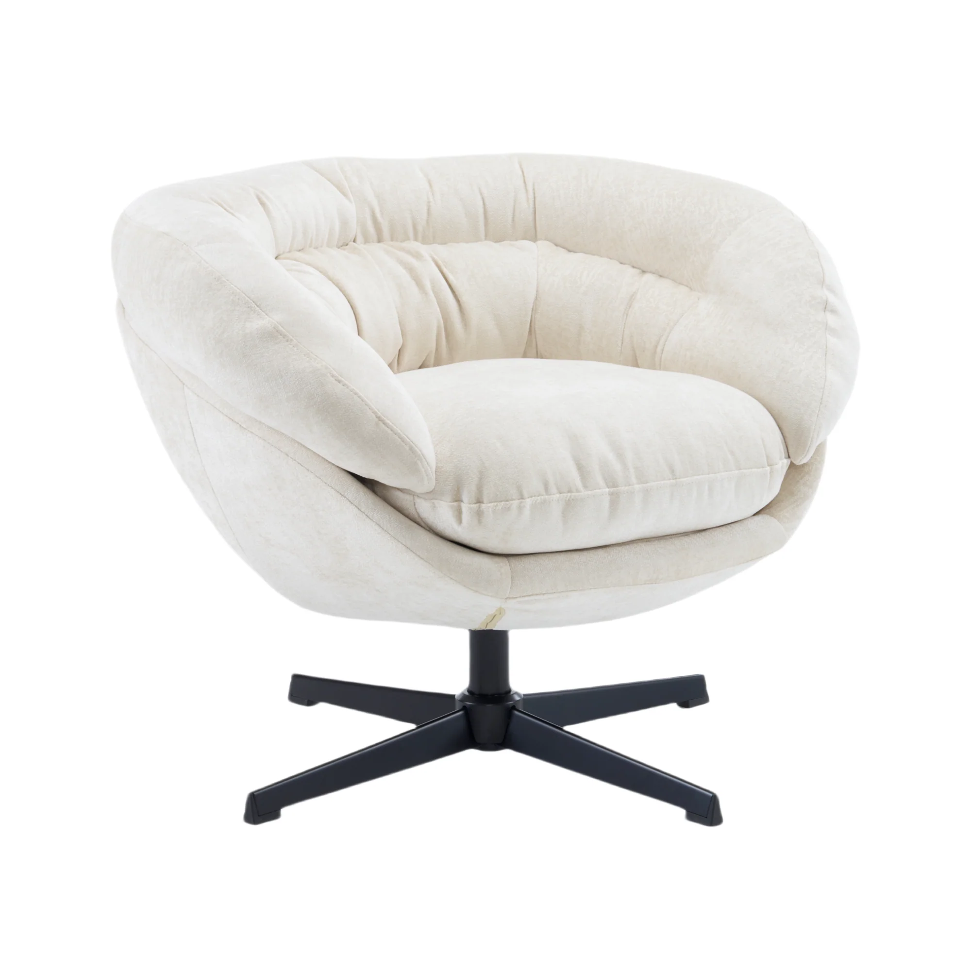 Olevate Chenille Upholstered 360 degree Swivel Arm Chair, Metal Cross-shape legs - furnishings