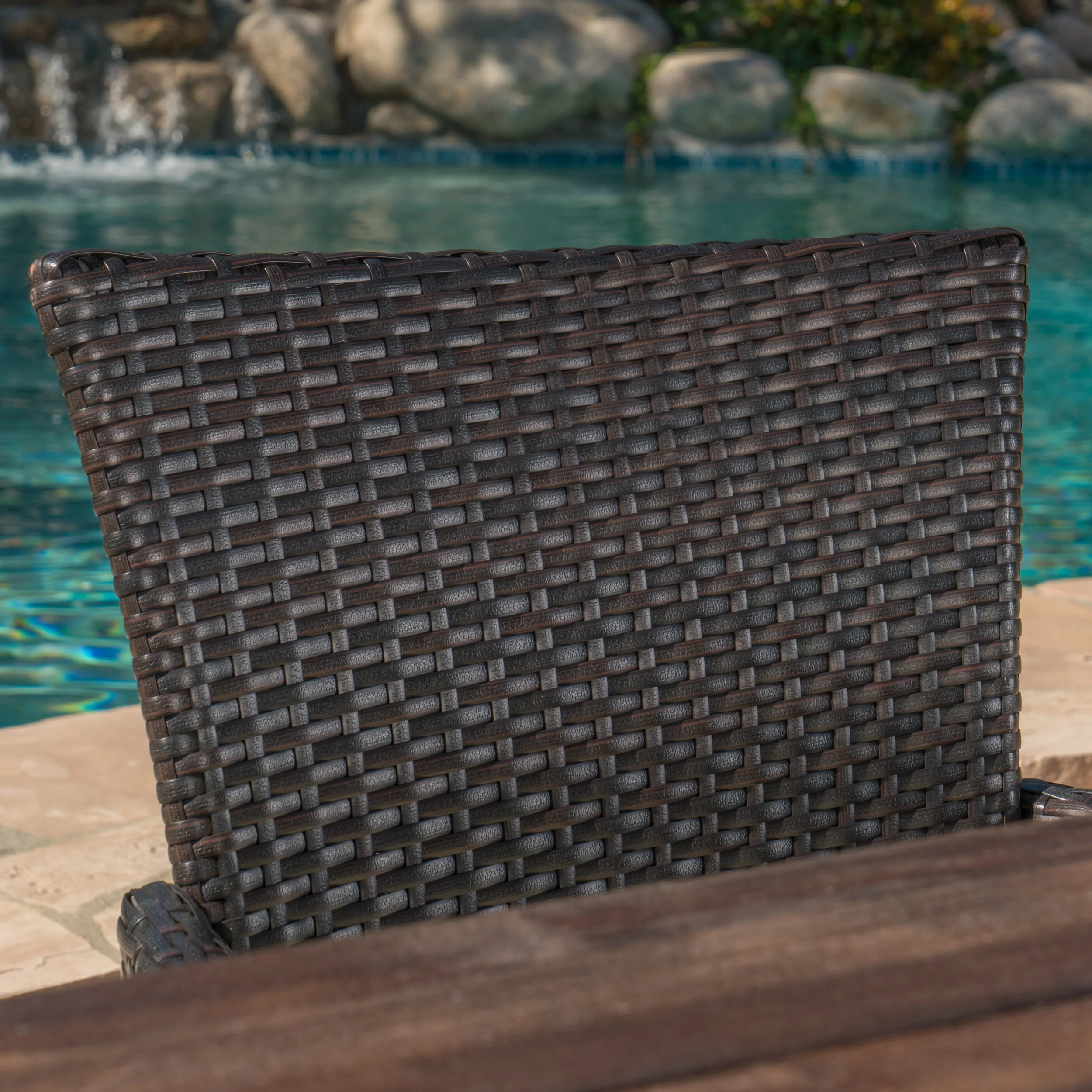 Linda Outdoor 6 Piece Wicker Dining Set with Acacia Wood Table and Bench - furnishings