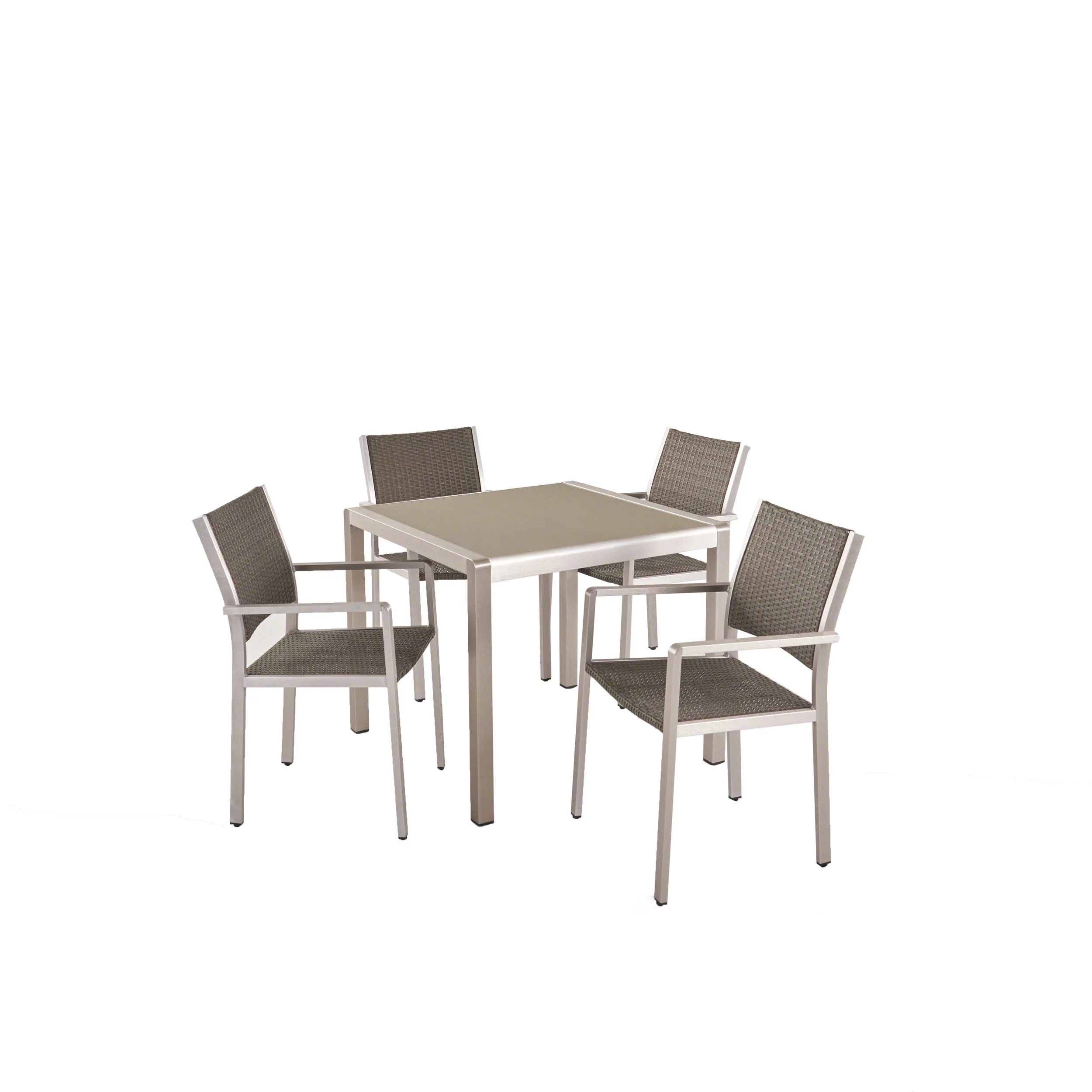 Julia Patio Dining Set - 4-Seater - Anodized Aluminum - Wicker Seats - furnishings
