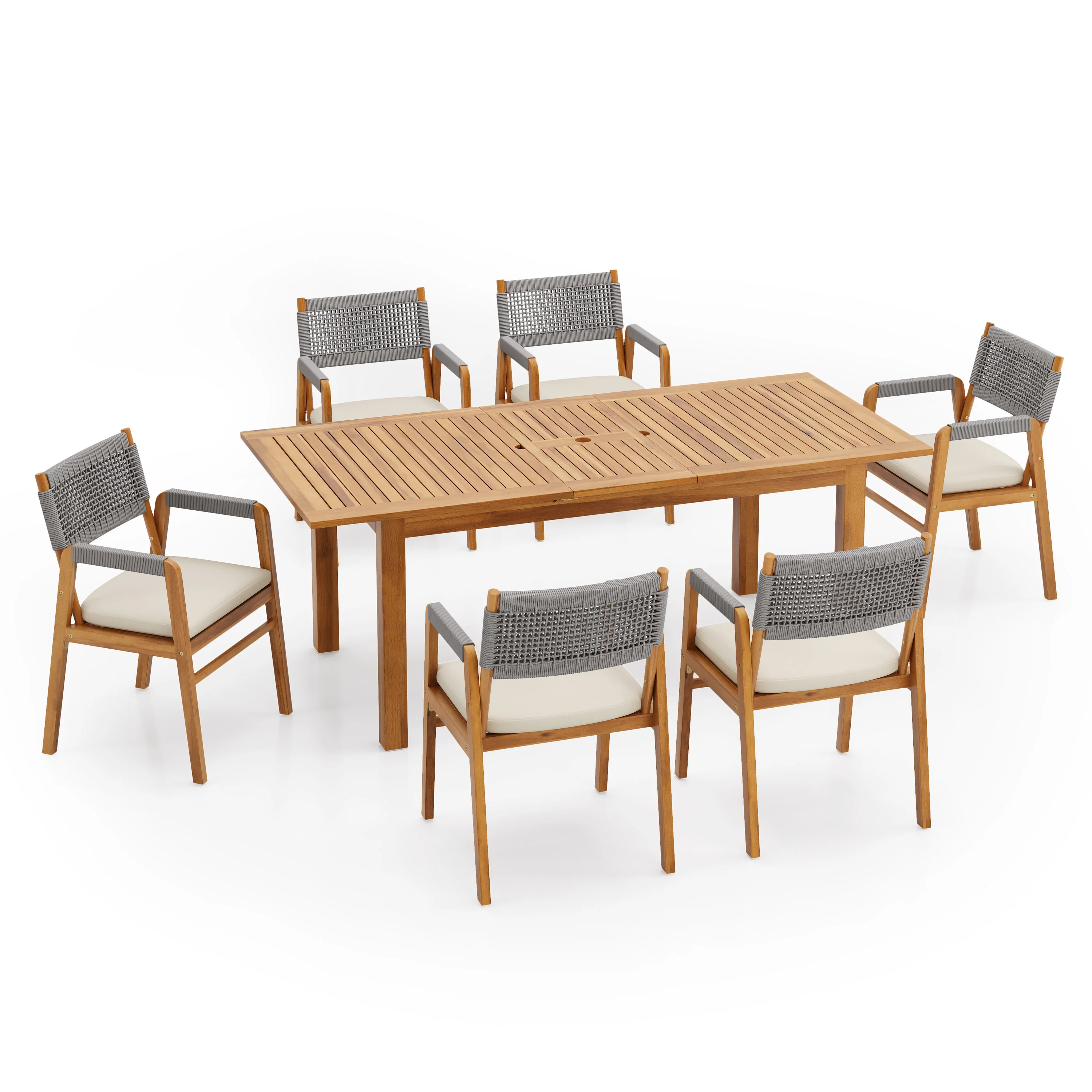 Oberons 7 Piece Patio Dining Furniture Set Table Chairs Set - furnishings