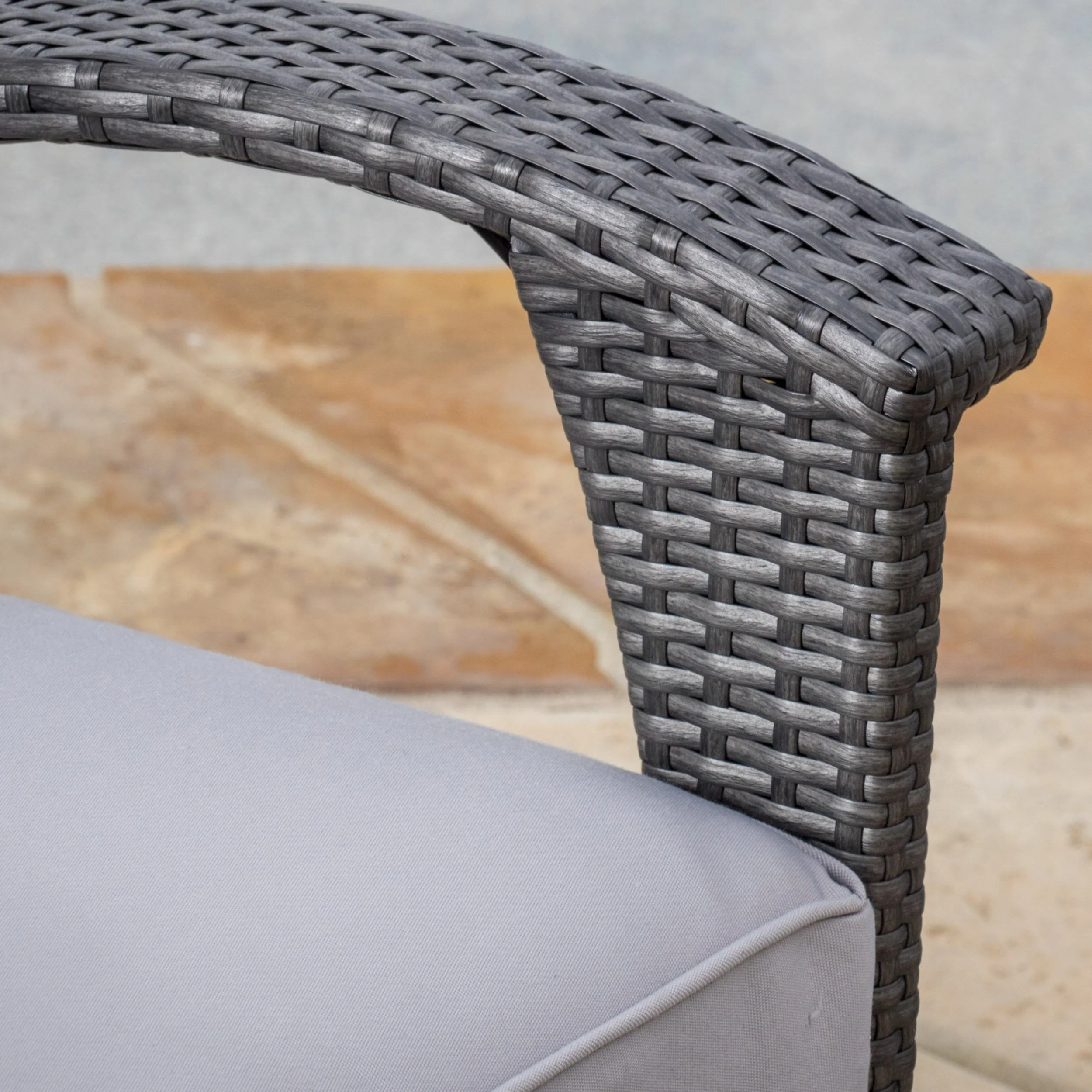 Voyage Outdoor 4 Piece Gray Wicker Chat Set with Cushions - furnishings