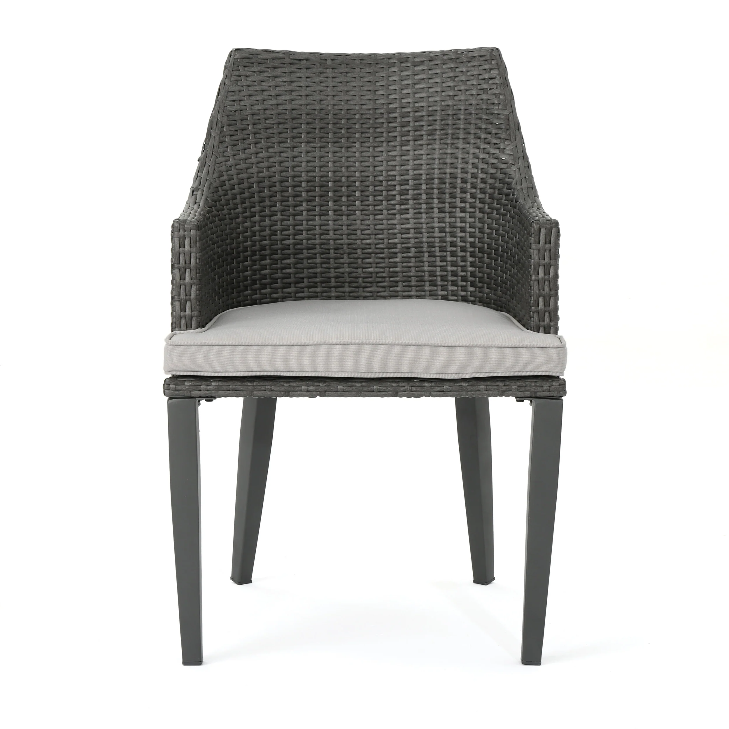 Lenny Outdoor 7 Piece Gray Wicker Dining Set with Water Resistant Cushions - furnishings