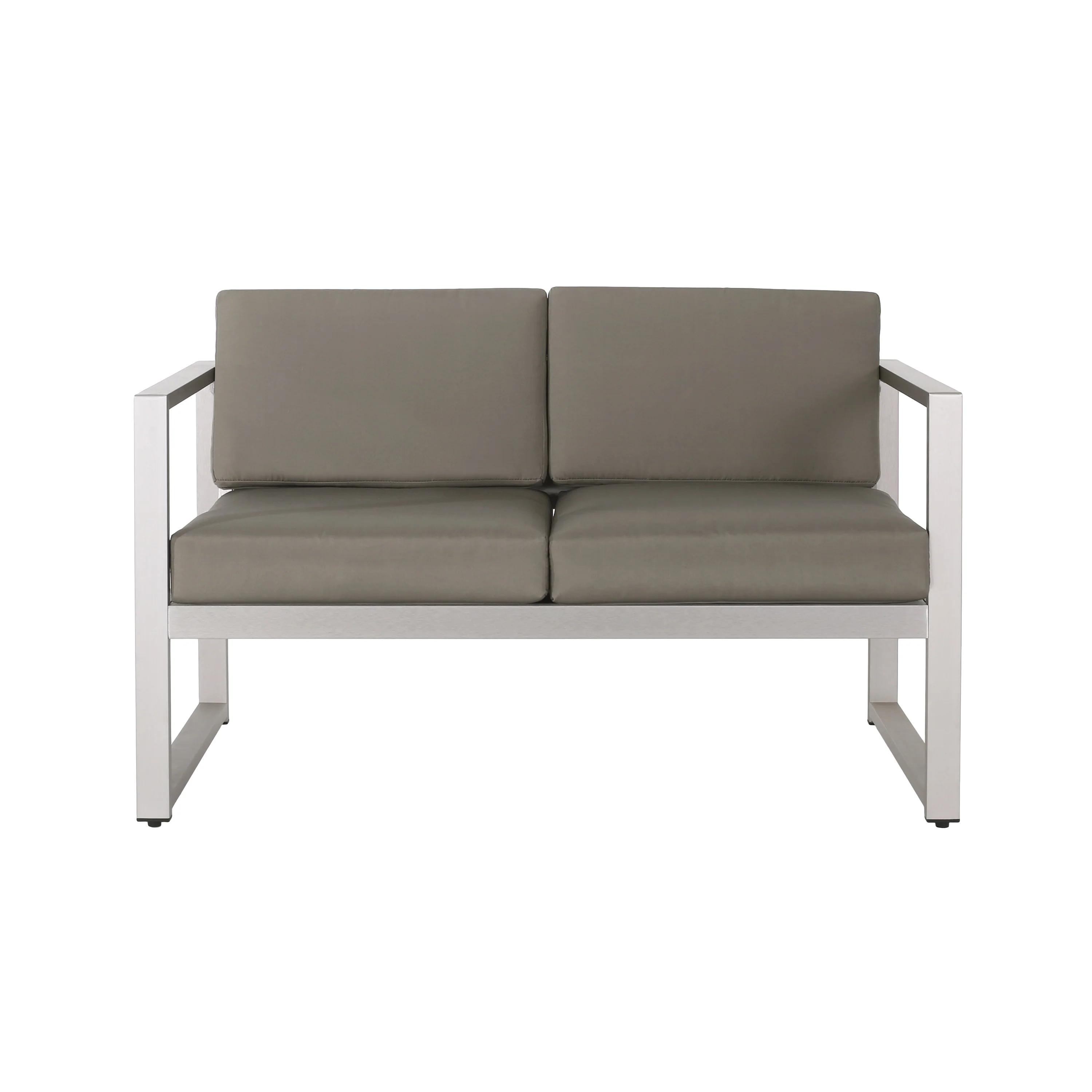 Noah Outdoor 4 Piece Silver Rust-Proof Aluminum Chat Set with Gray Water Resistant Cushions - furnishings