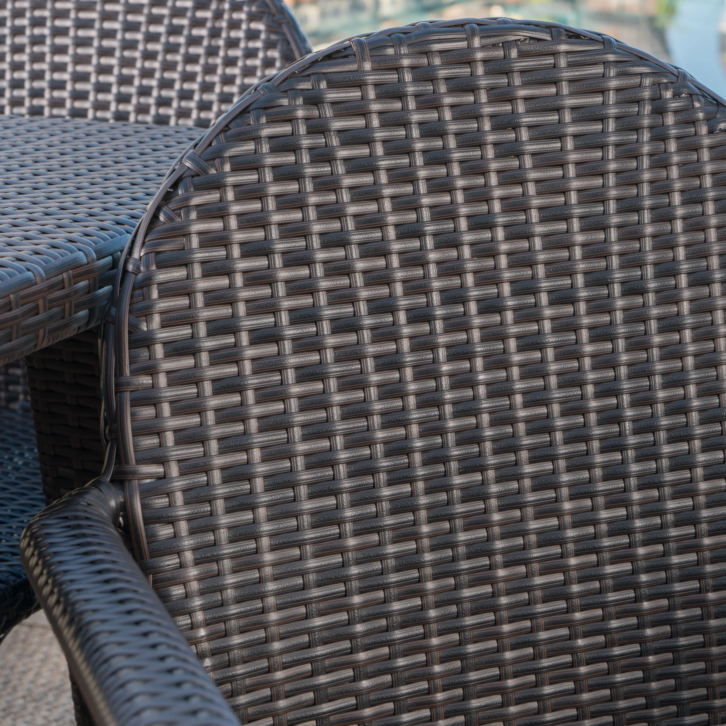 Antoinette Outdoor 9 Piece Multi-brown Wicker Dining Set with Stacking Chairs - furnishings