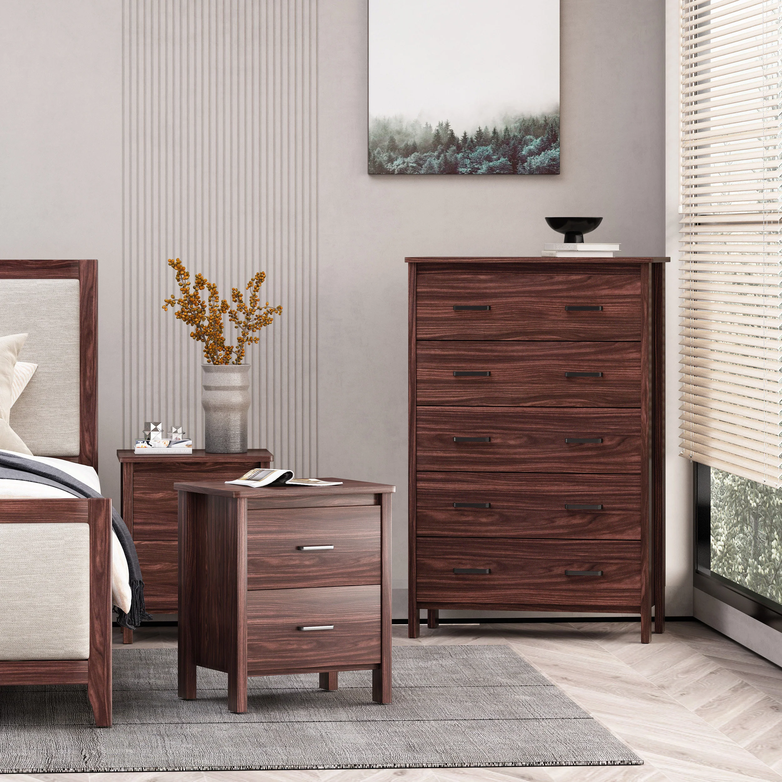 Titeca Contemporary 3 Piece Dresser and Nightstand Set - furnishings