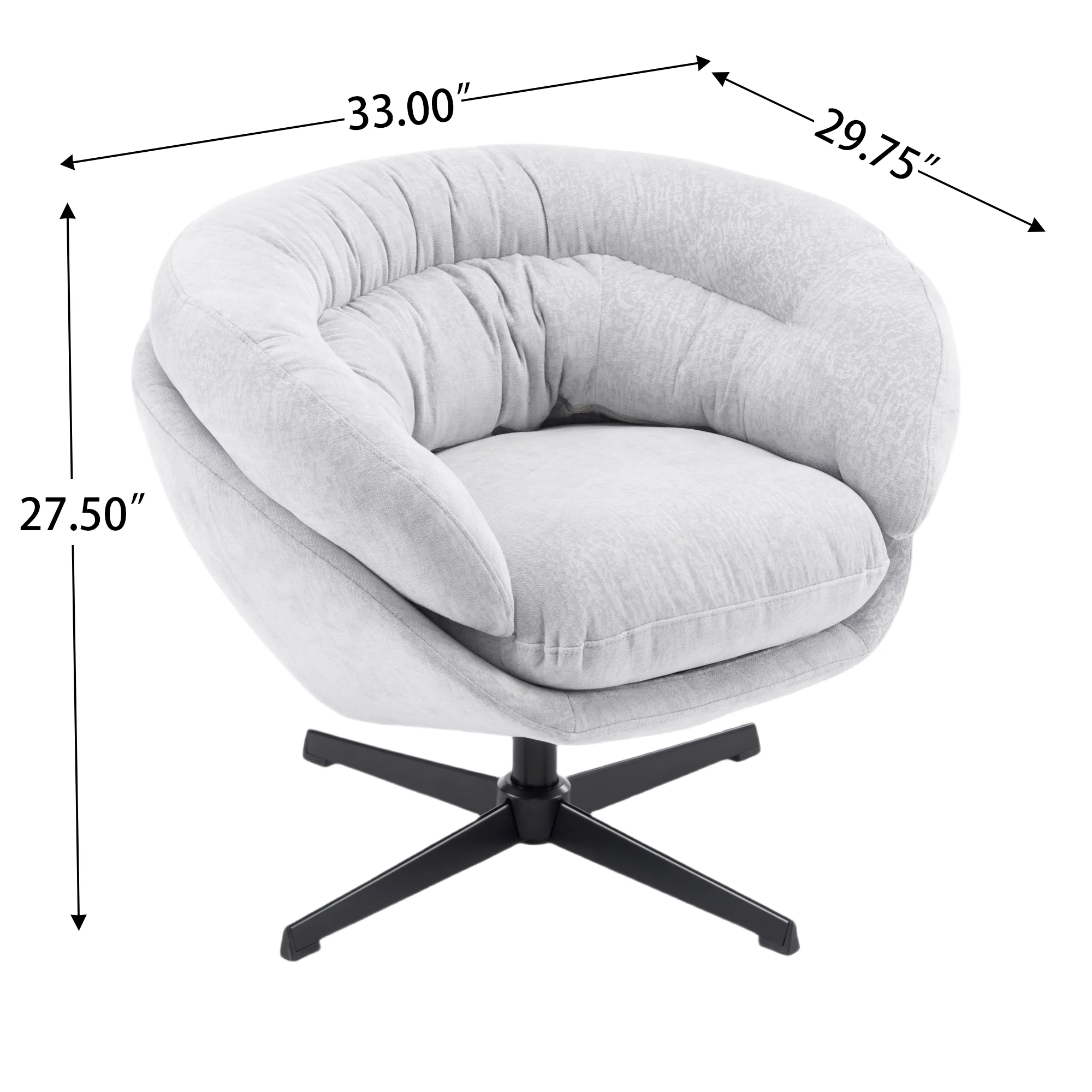 Olevate Chenille Upholstered 360 degree Swivel Arm Chair, Metal Cross-shape legs - furnishings