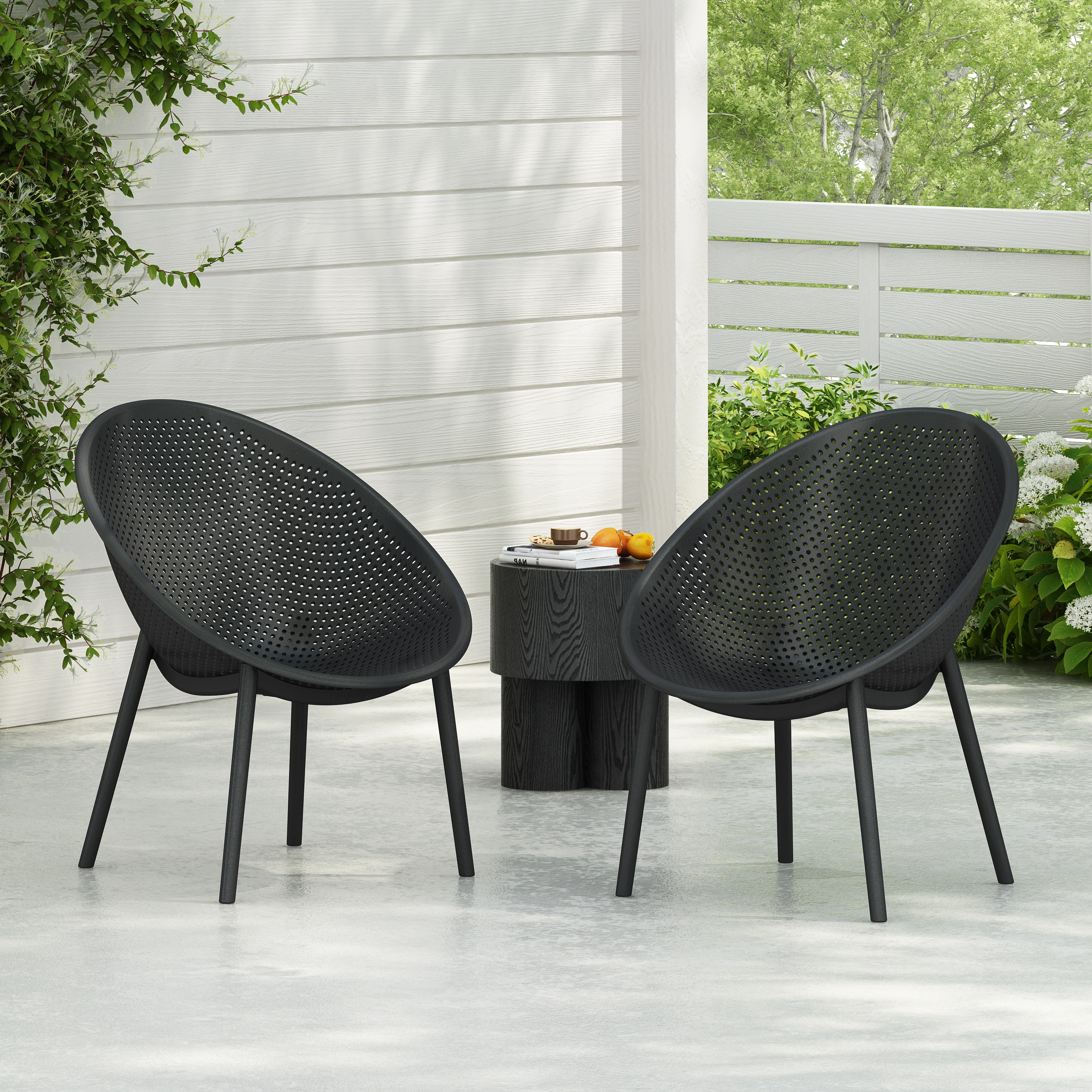 Indoor & Outdoor Polypropelene Plastic Gable Accent Chair, Set of 2 - furnishings