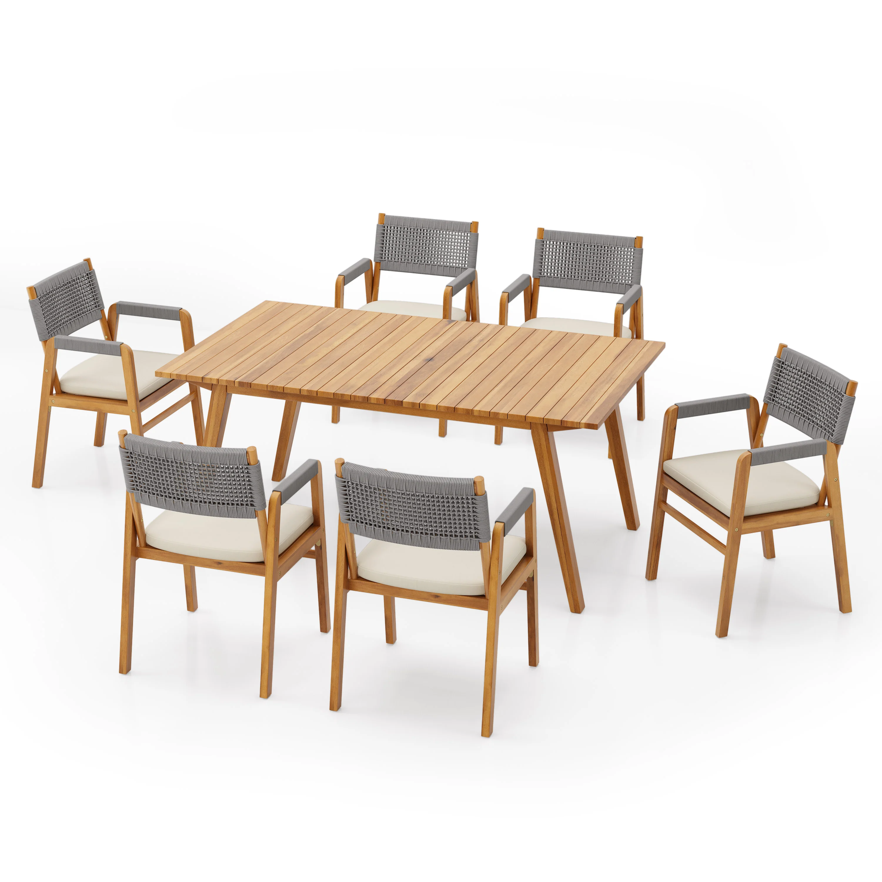 Callioper 7 Piece Patio Dining Set Outdoor Furniture Set Acacia wood Table - furnishings