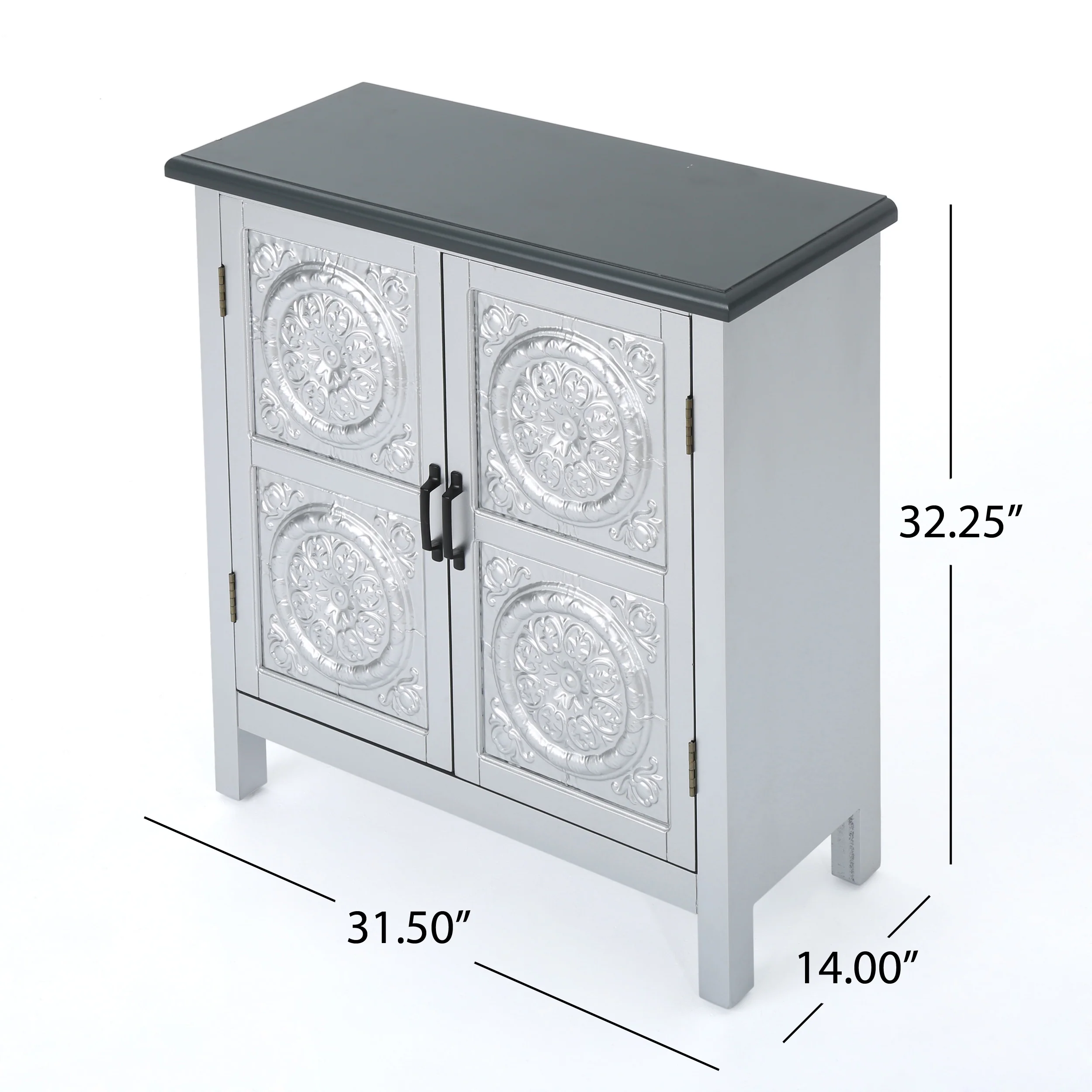 Aliana Finished Firwood Cabinet with Faux Wood Overlay and Accented Top - furnishings