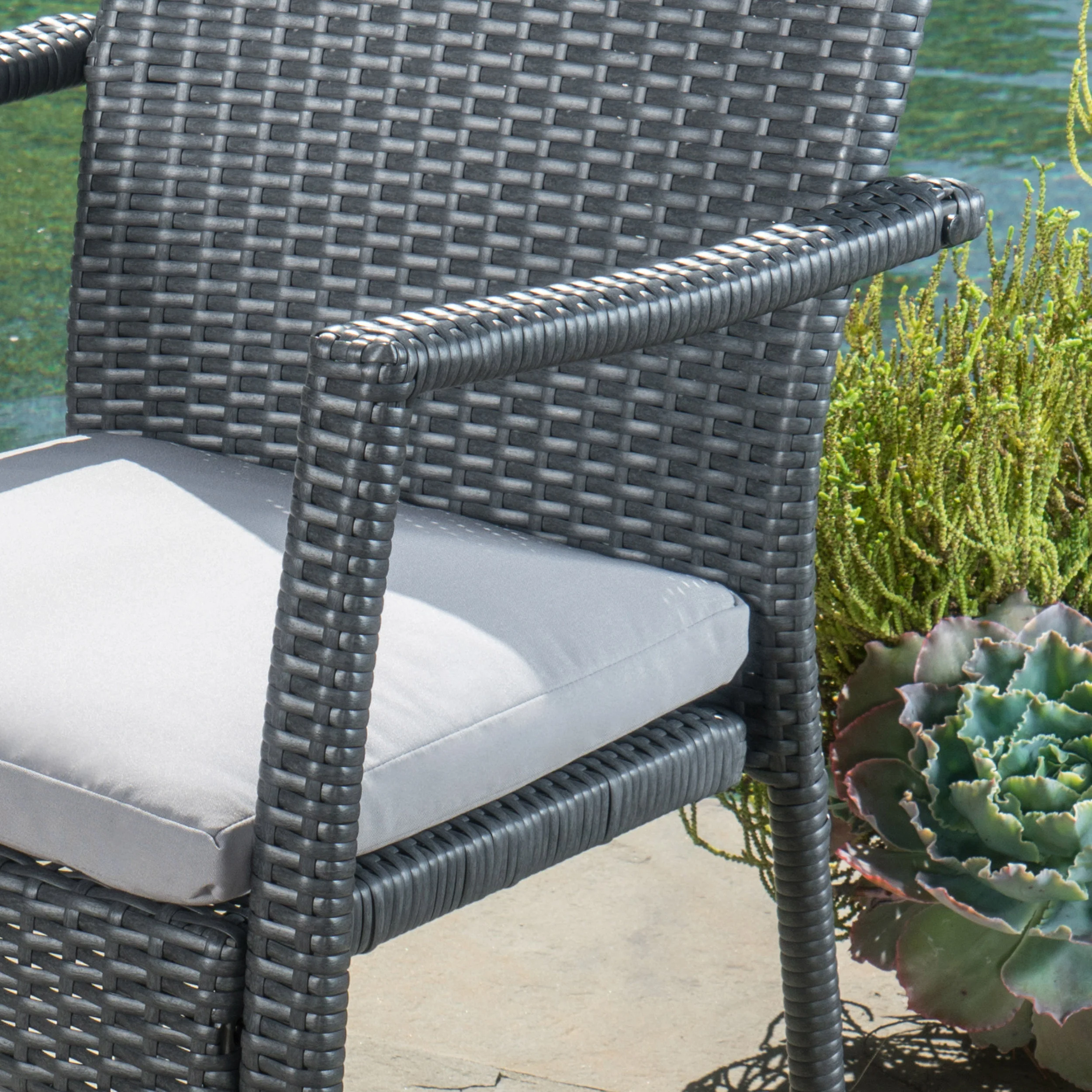 Oxford Outdoor 3 Piece Grey Wicker Dining Set with Cushions - furnishings