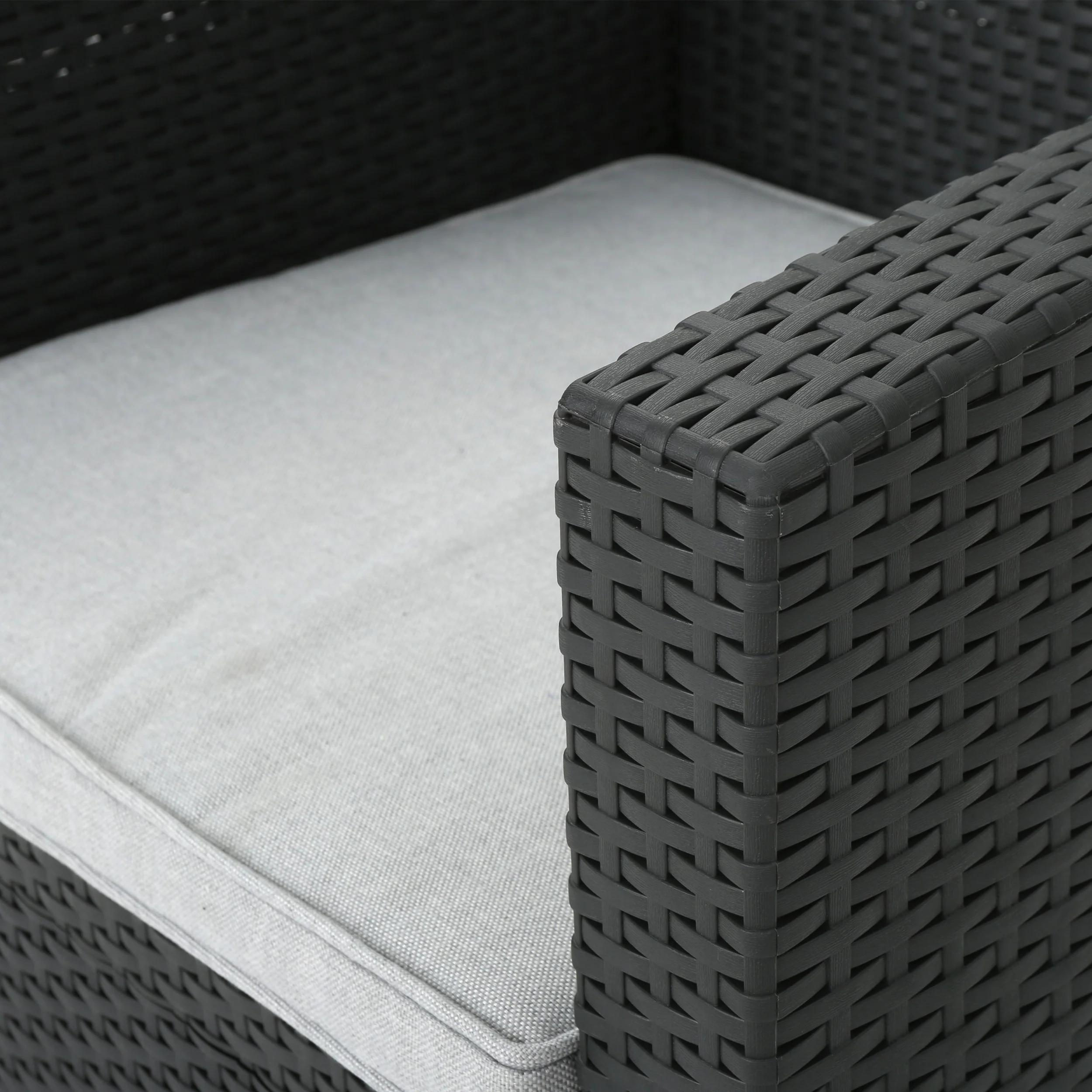 Dayton Outdoor 4 Piece Faux Wicker Rattan Chat Set with Water Resistant Cushions - furnishings