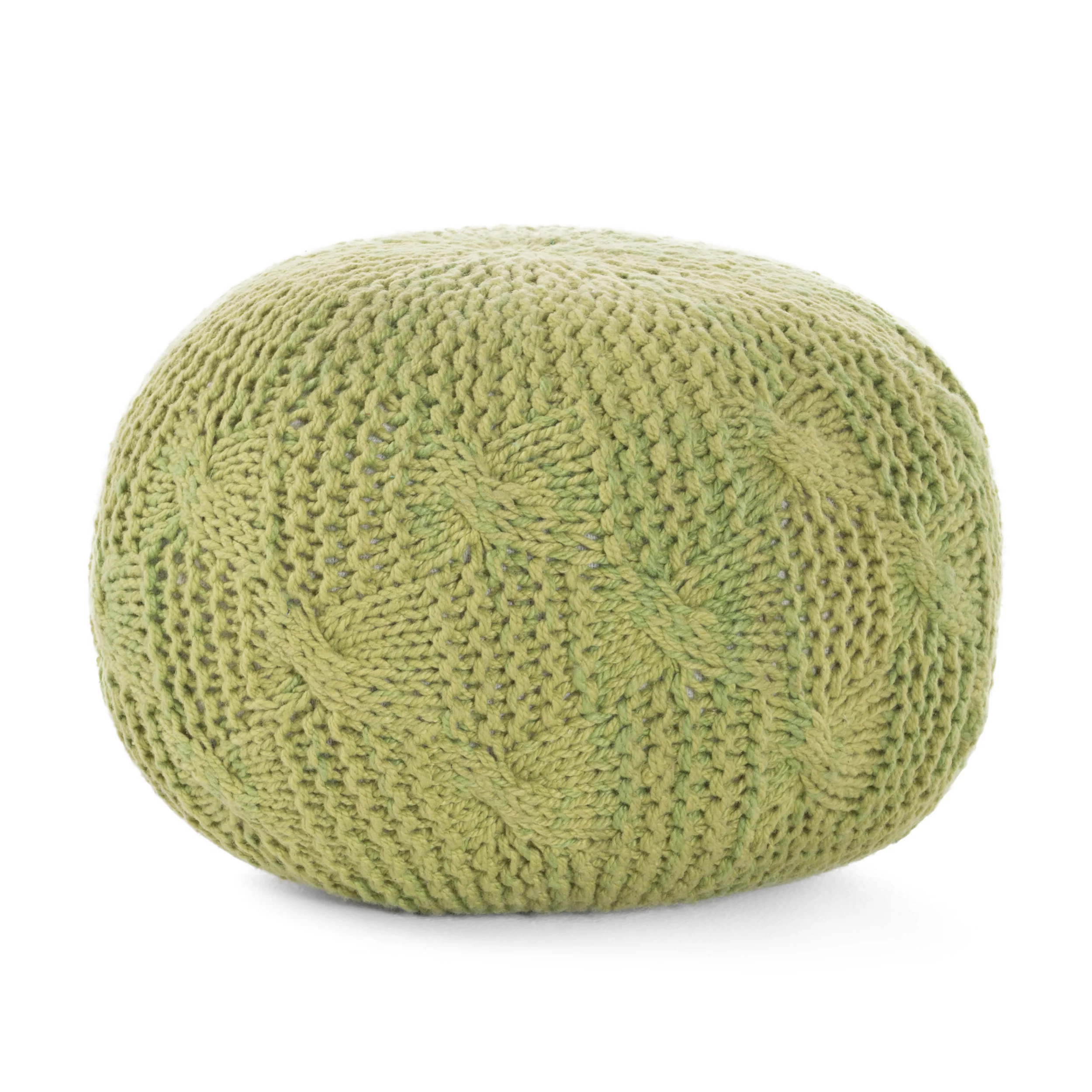 Ash Outdoor Handcrafted Modern Fabric Weave Pouf - furnishings