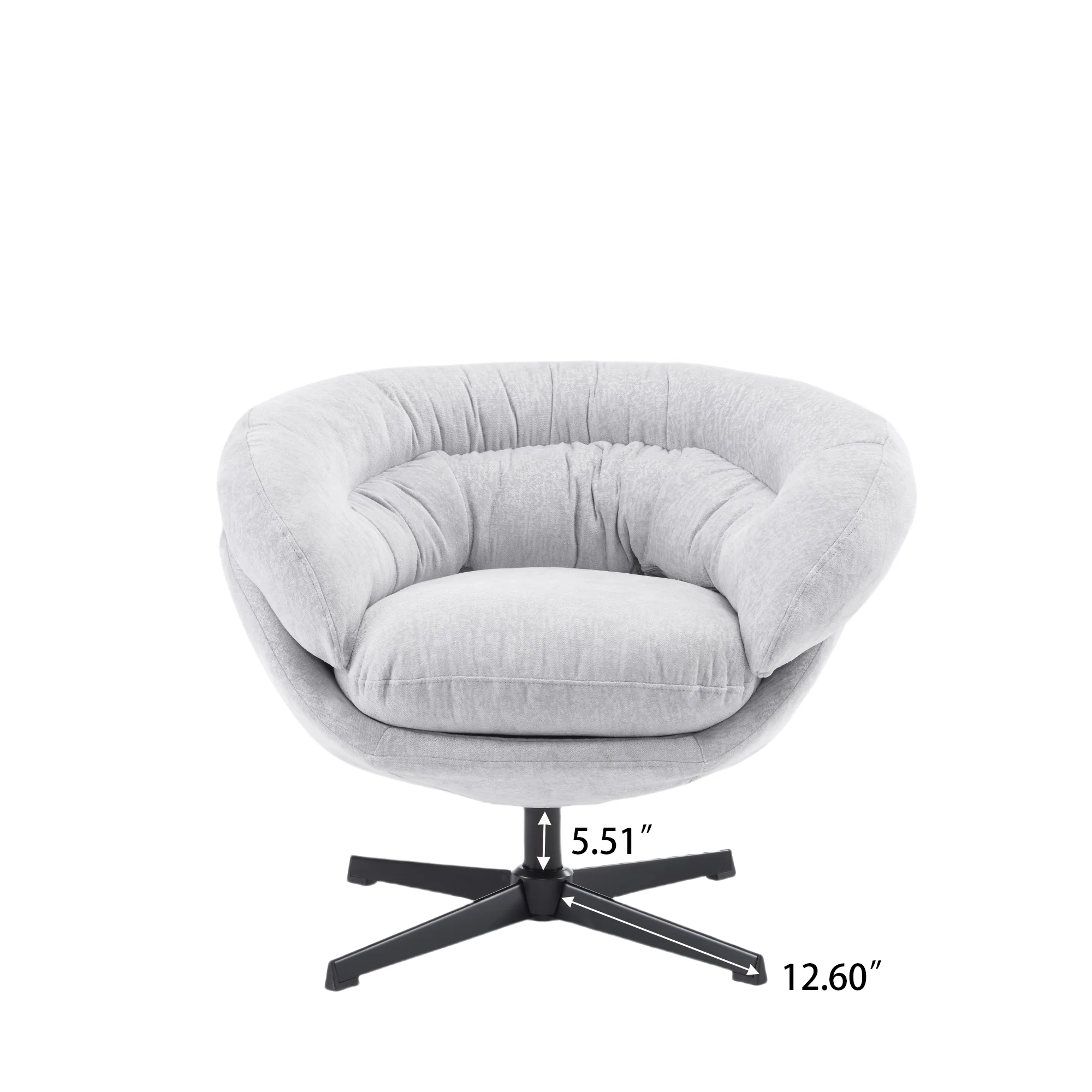 Olevate Chenille Upholstered 360 degree Swivel Arm Chair, Metal Cross-shape legs - furnishings