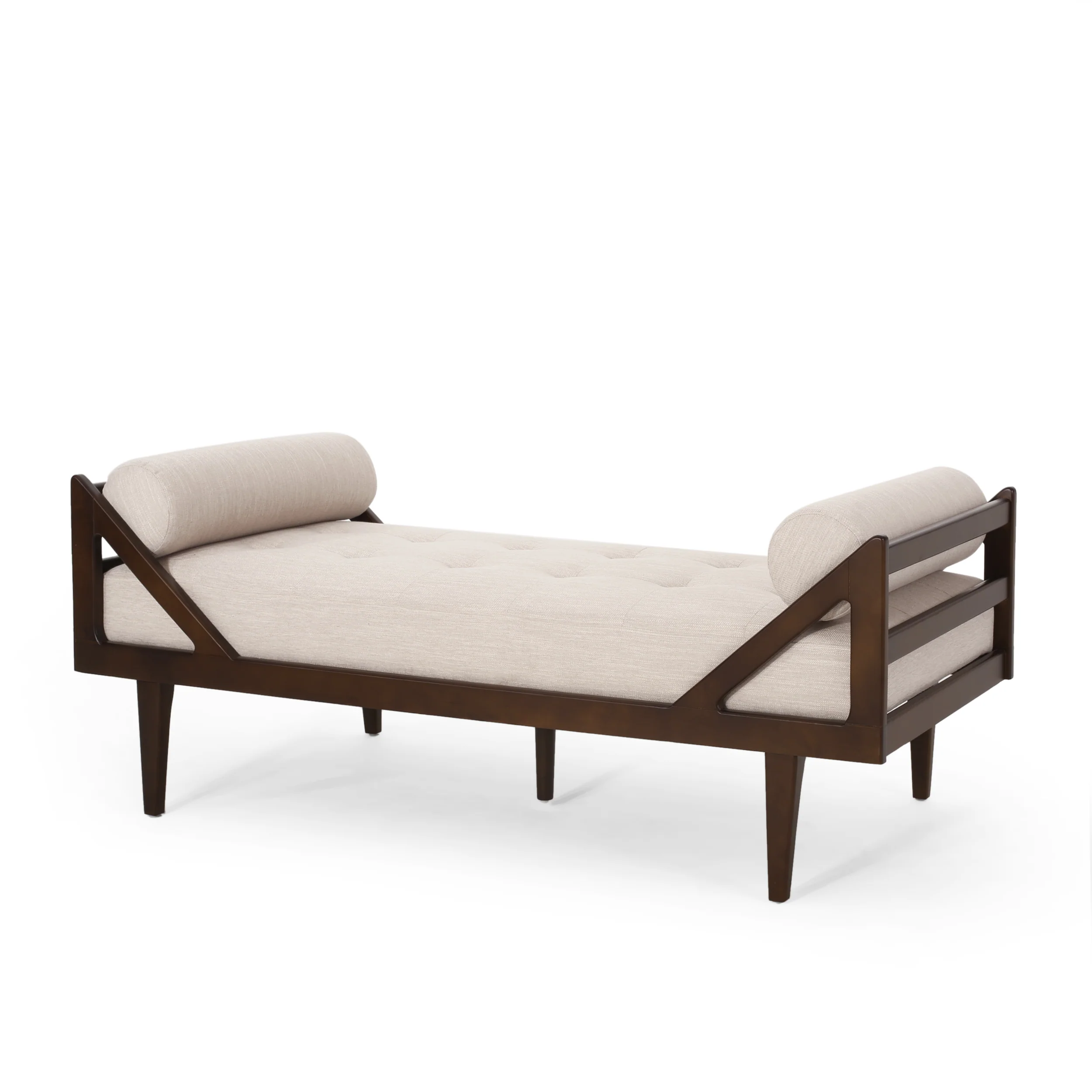 Sumner Contemporary Tufted Chaise Lounge with Rolled Accent Pillows - furnishings