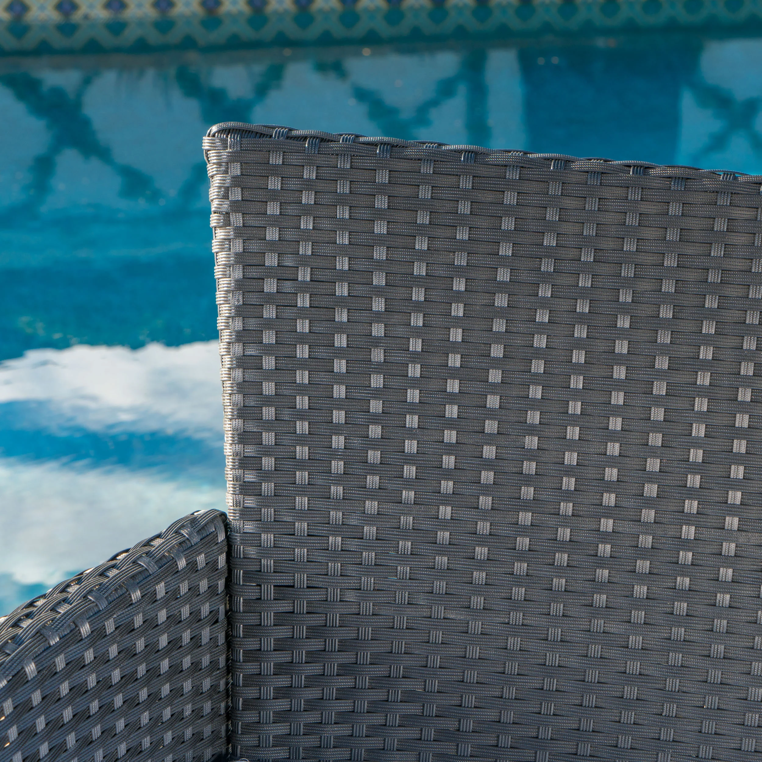 Mina Outdoor 4 Piece Wicker Chat Set with Water Resistant Cushions - furnishings