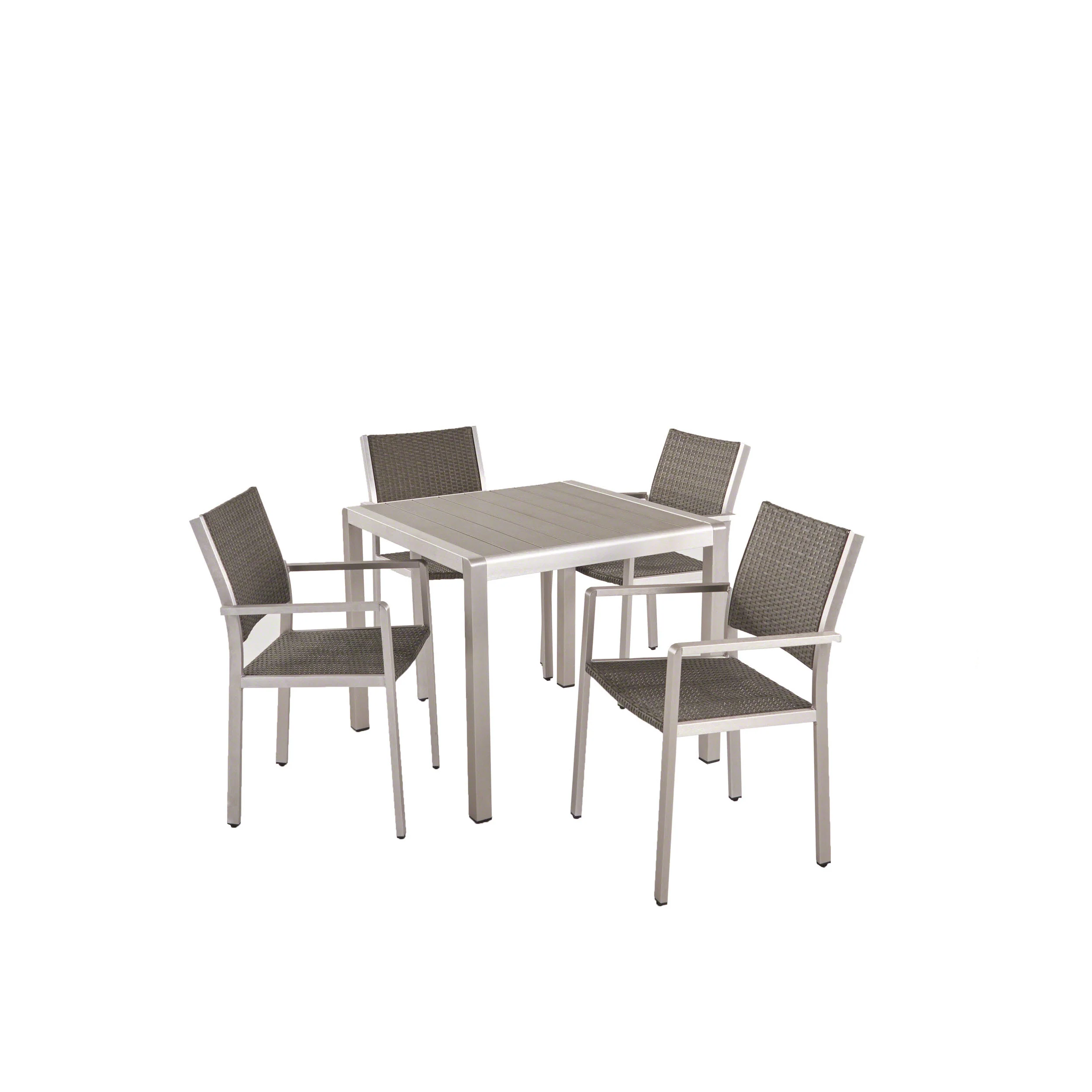 Julia Patio Dining Set - 4-Seater - Anodized Aluminum - Wicker Seats - furnishings