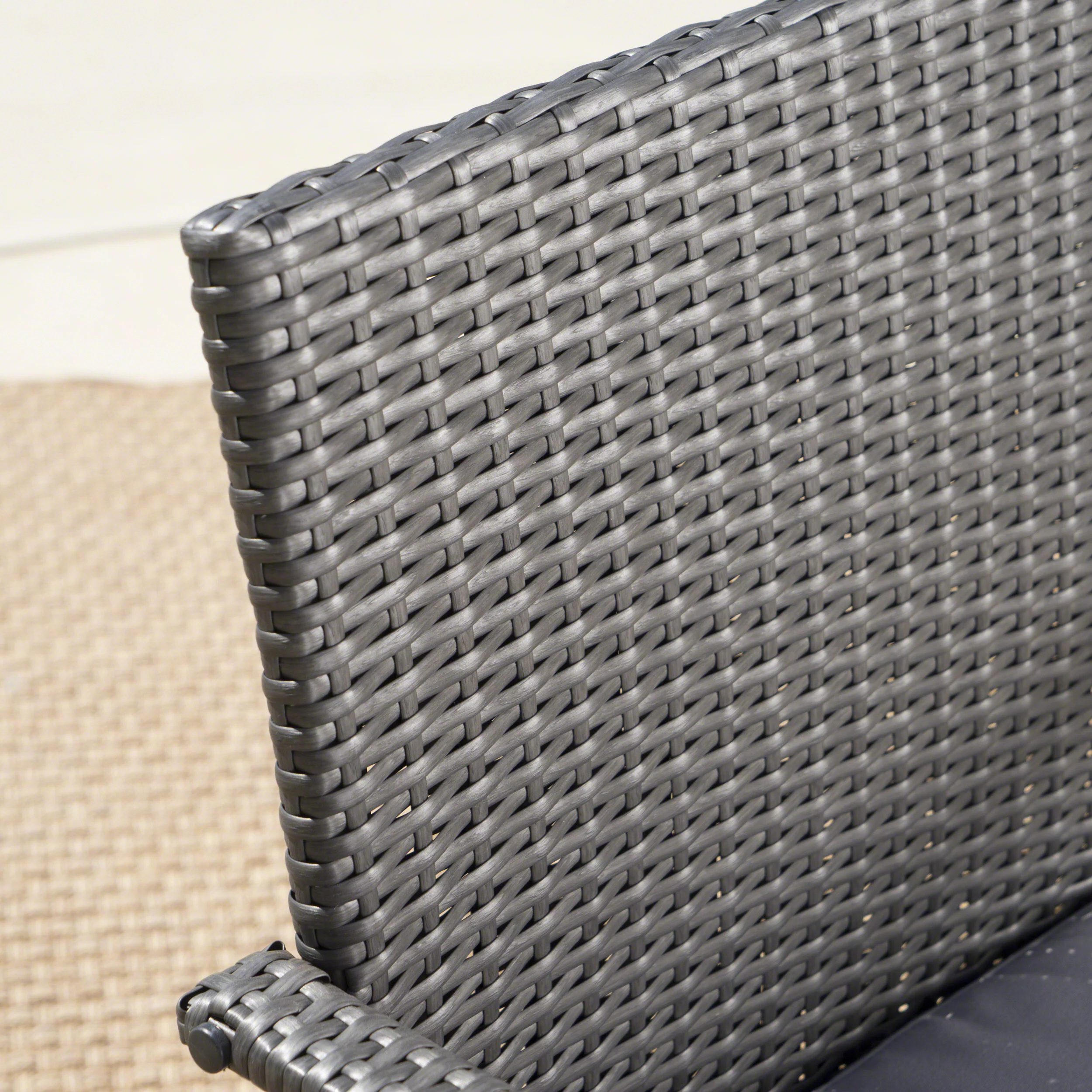 Sicily Outdoor 6 Piece Gray Aluminum Dining Set with Bench and Gray Wicker Dining Chairs - furnishings
