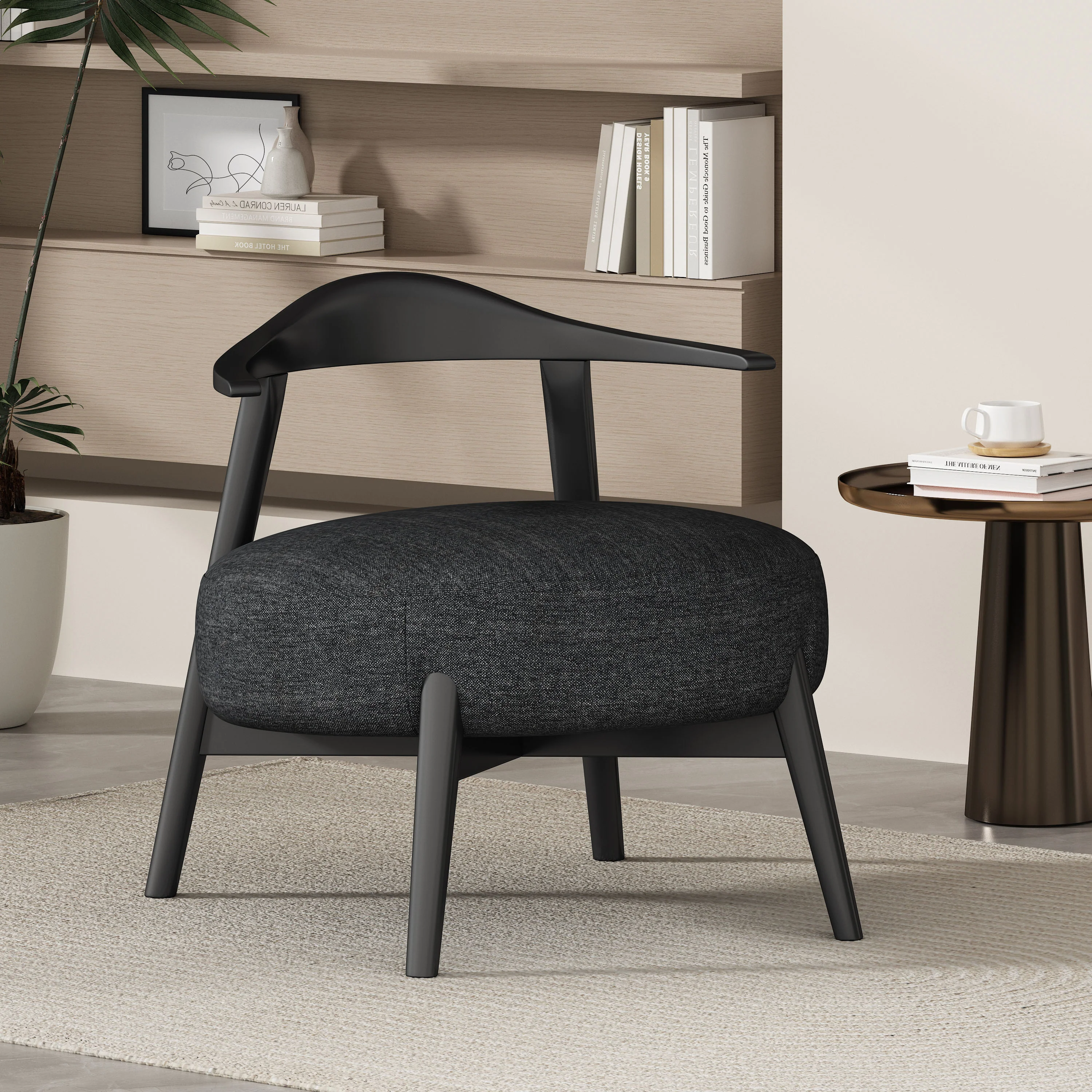 Acamar Acamar Polyester and Birch Wishbone Accent Chair - furnishings