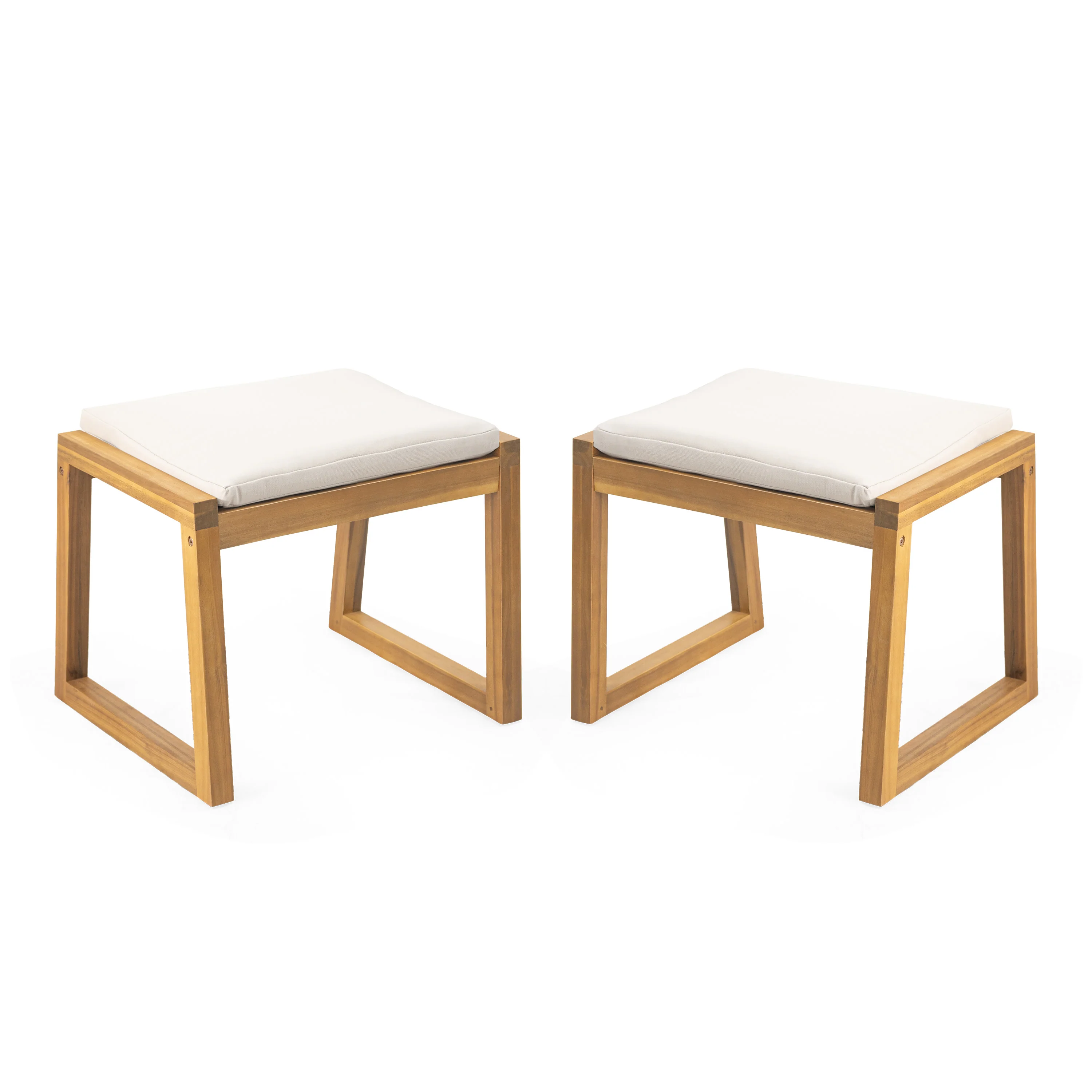 Luciana Modern Outdoor Patio Bench with Cushions, Set of 2 - furnishings
