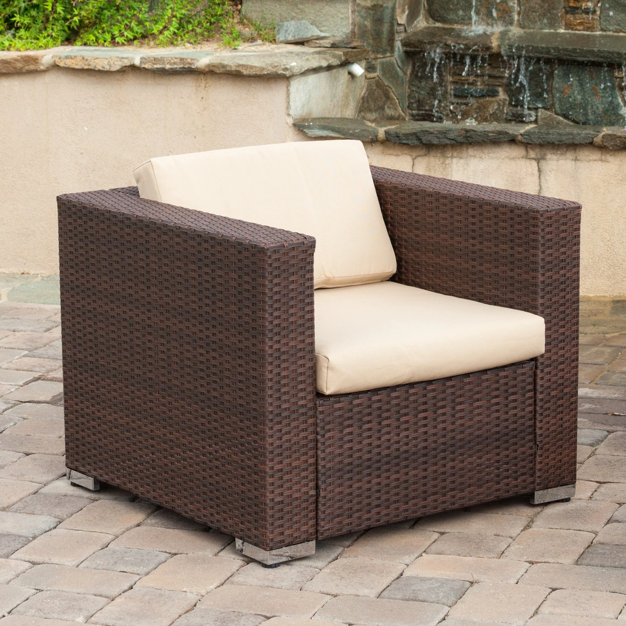 Montague Outdoor 4-Piece Brown Wicker Sofa Set with Storage Ottoman Table - furnishings