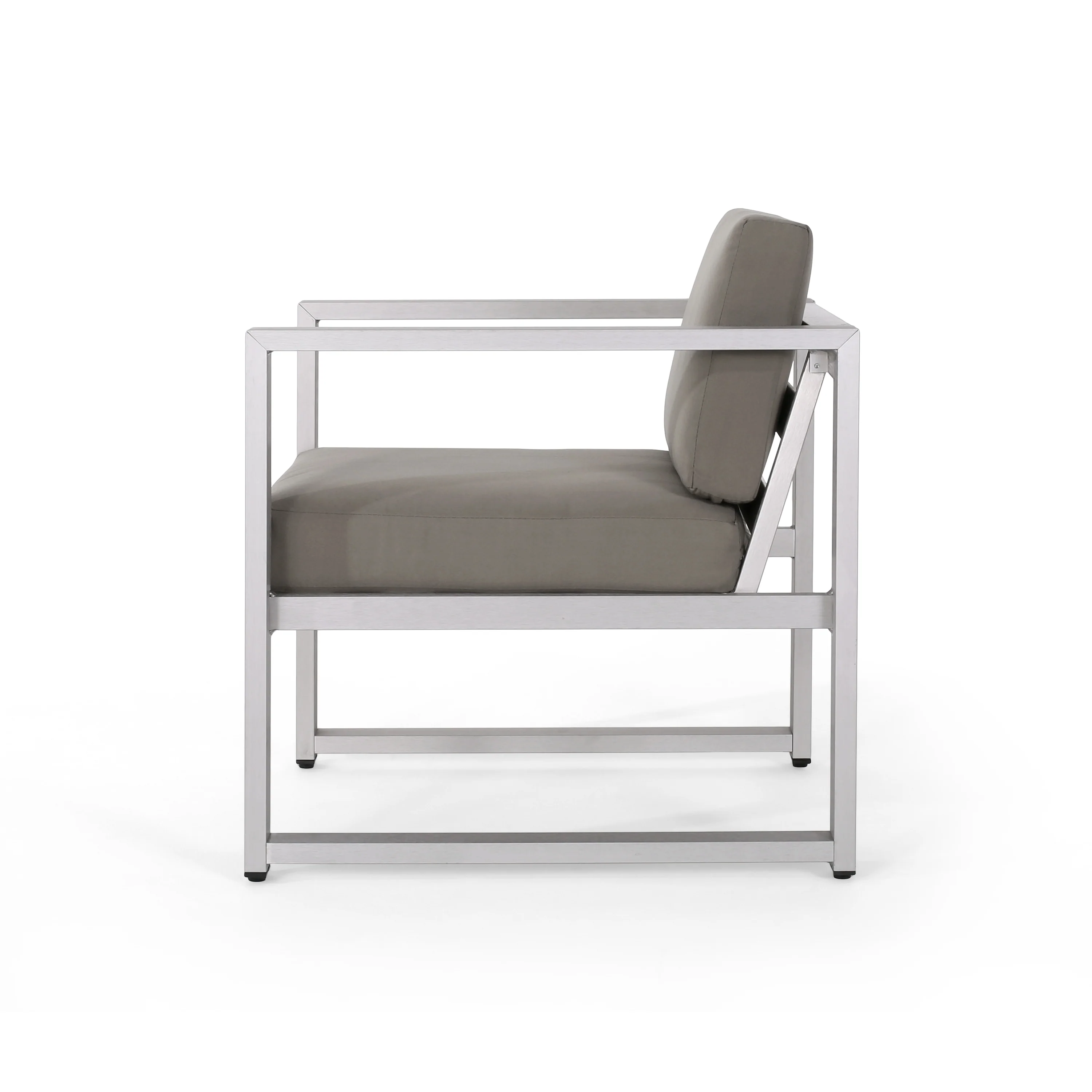 Noah Outdoor 4 Piece Silver Rust-Proof Aluminum Chat Set with Gray Water Resistant Cushions - furnishings