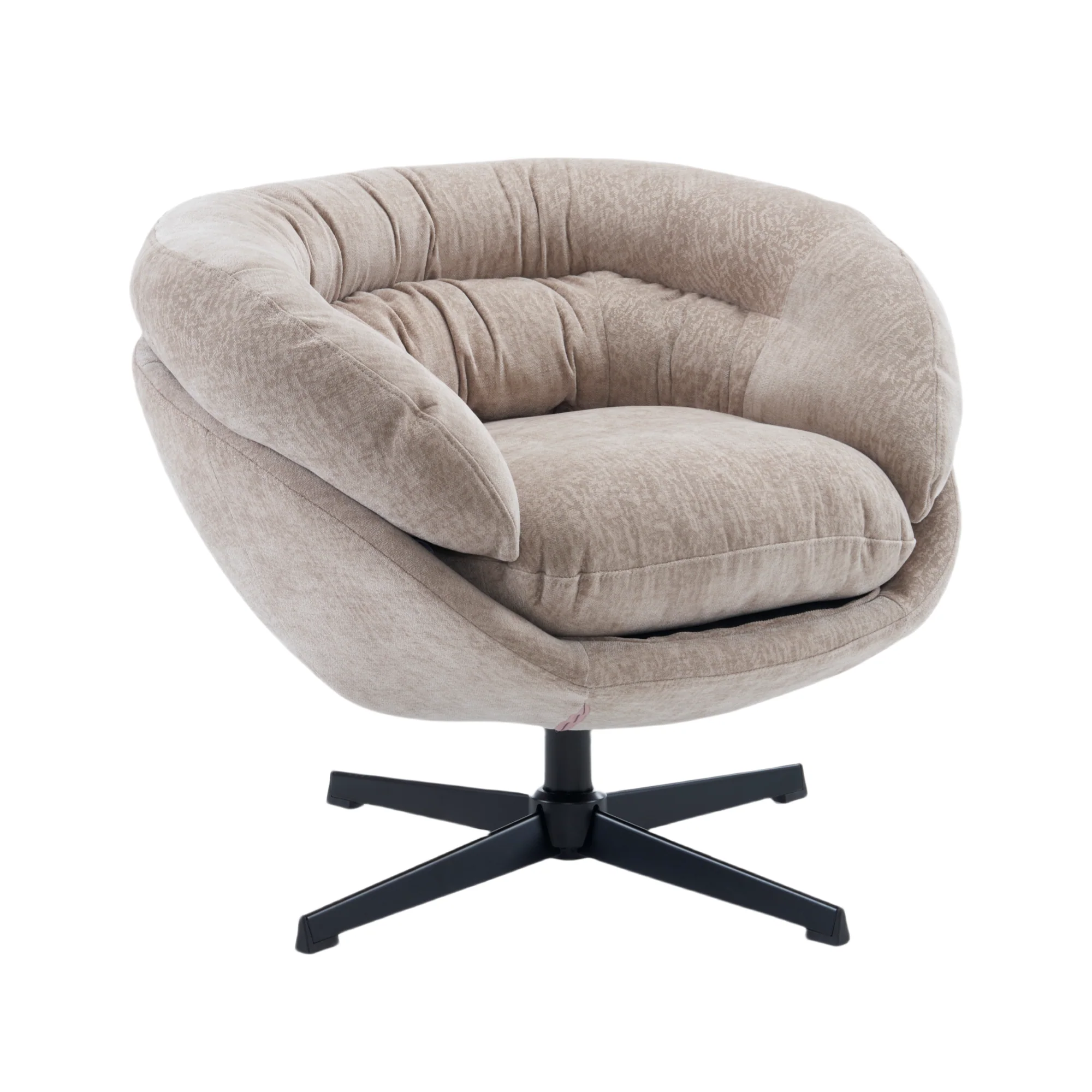 Olevate Chenille Upholstered 360 degree Swivel Arm Chair, Metal Cross-shape legs - furnishings