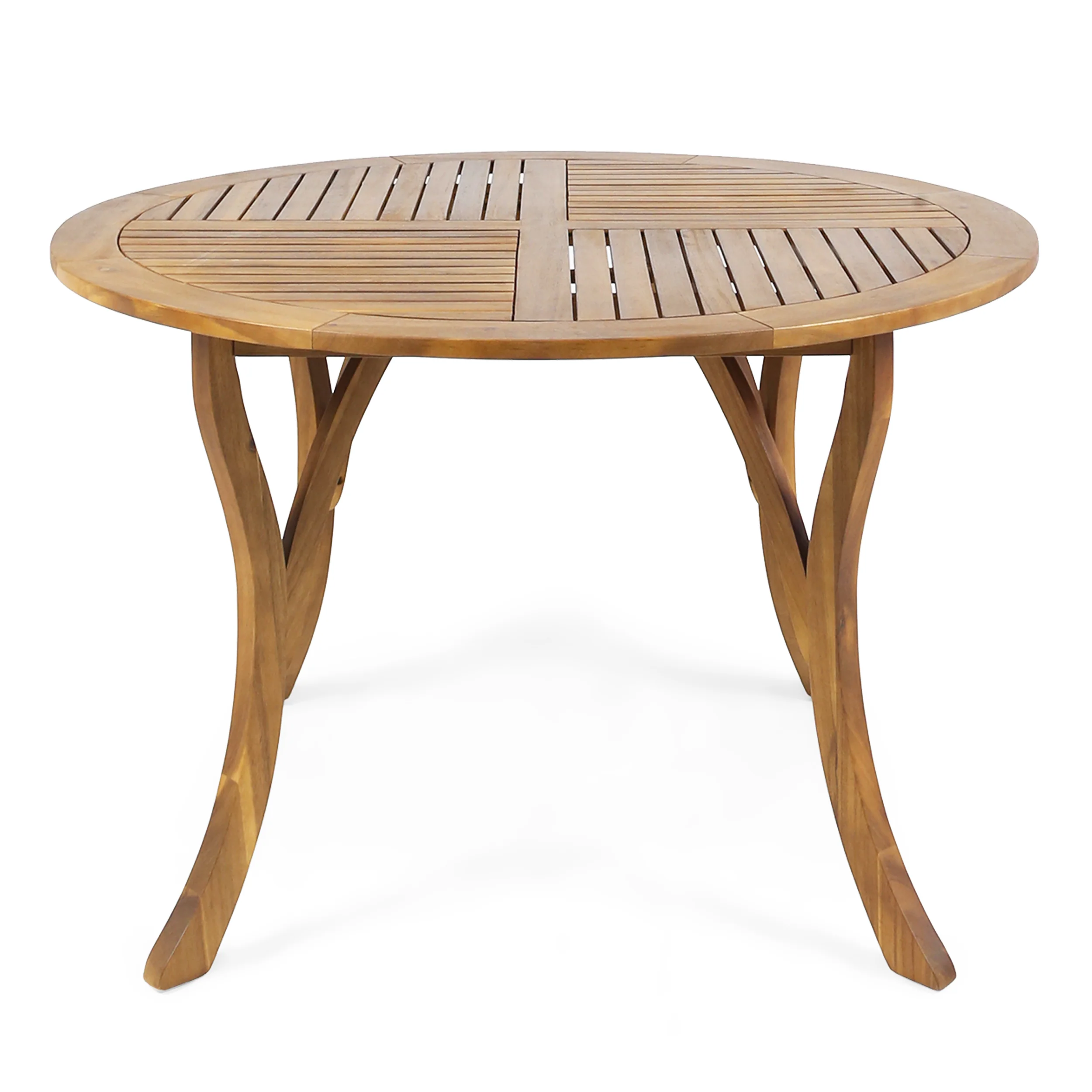 Hestia Outdoor 4 Seater Acacia Wood Circular Dining Set with Cushions - furnishings